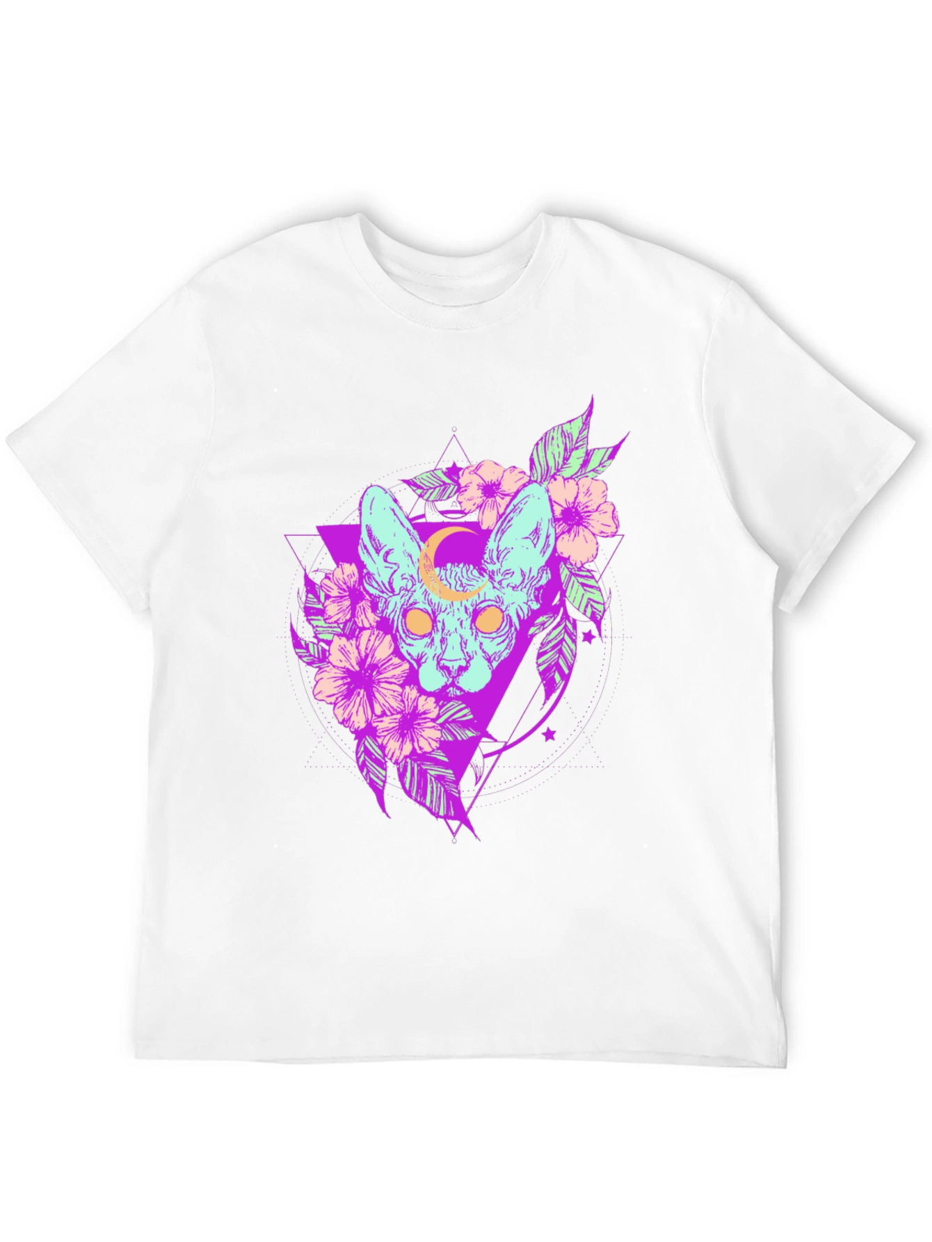 Mystic Cat T-Shirt - Gothic Floral Design