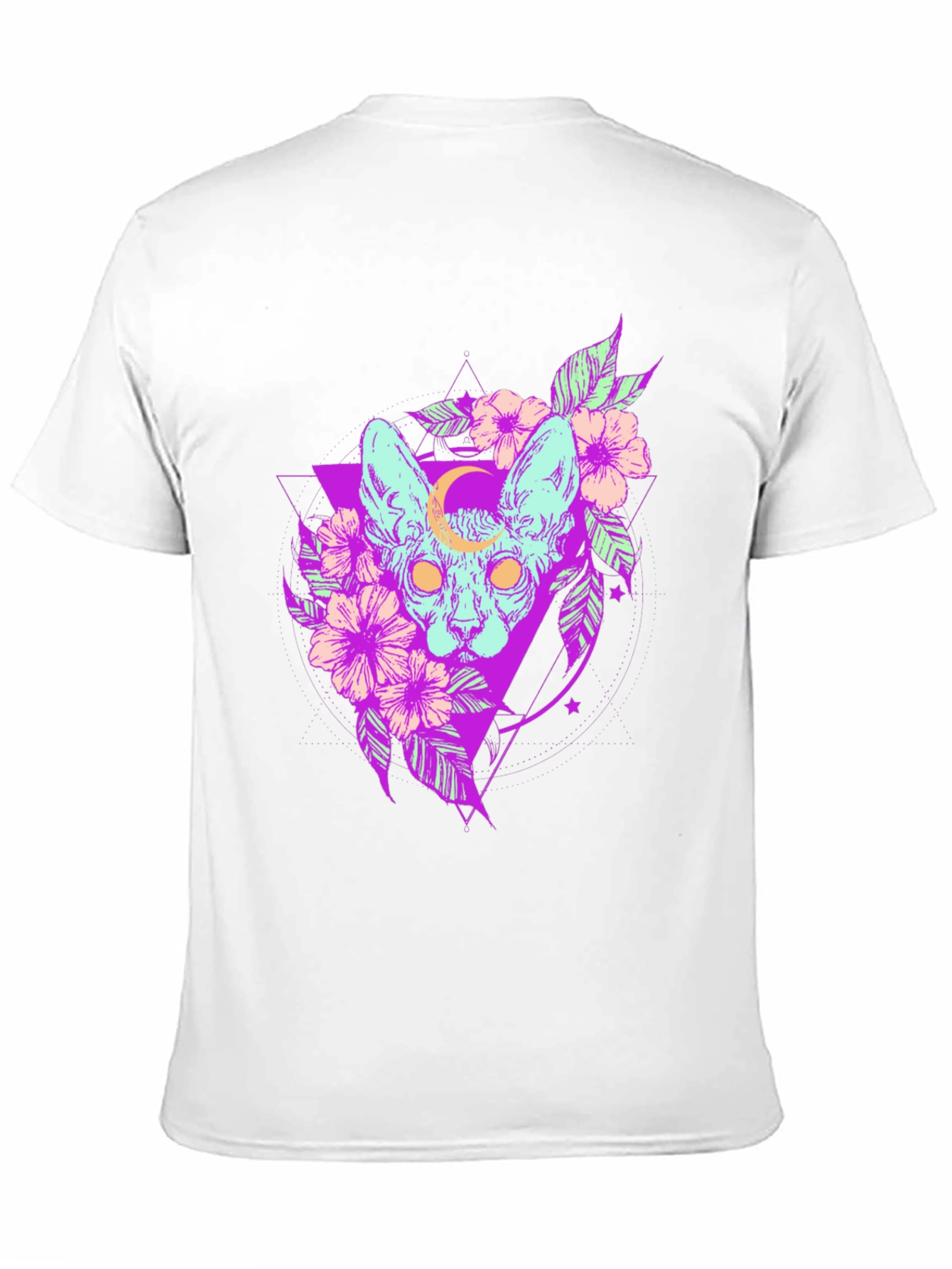 Mystic Cat T-Shirt - Gothic Floral Design