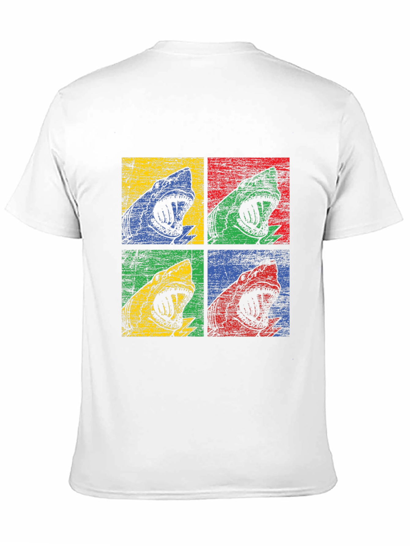 Shark Pop Art Graphic Print Black T-Shirt