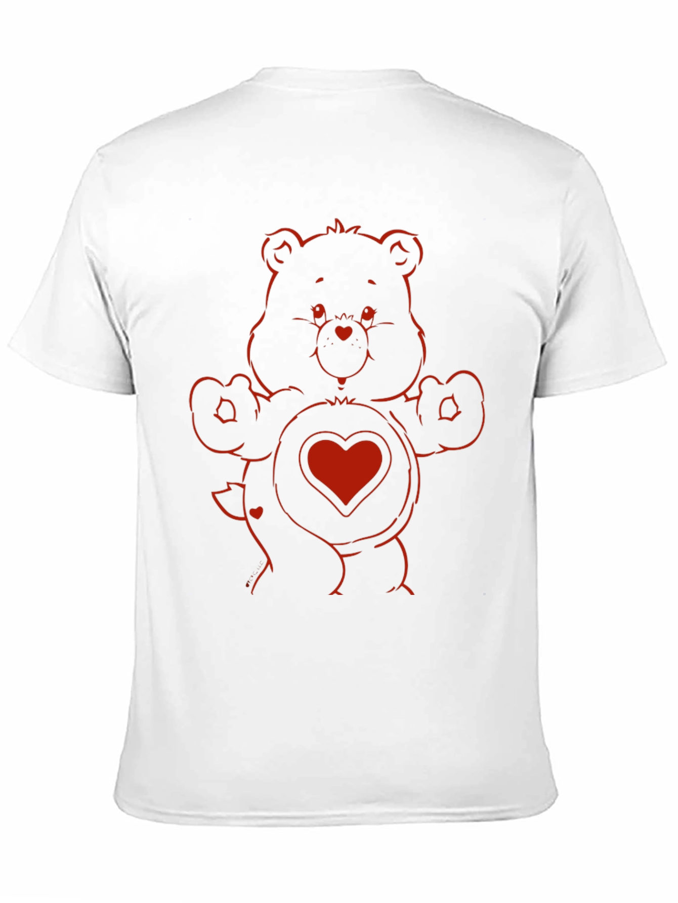 Red Bear Heart Graphic Black T-Shirt