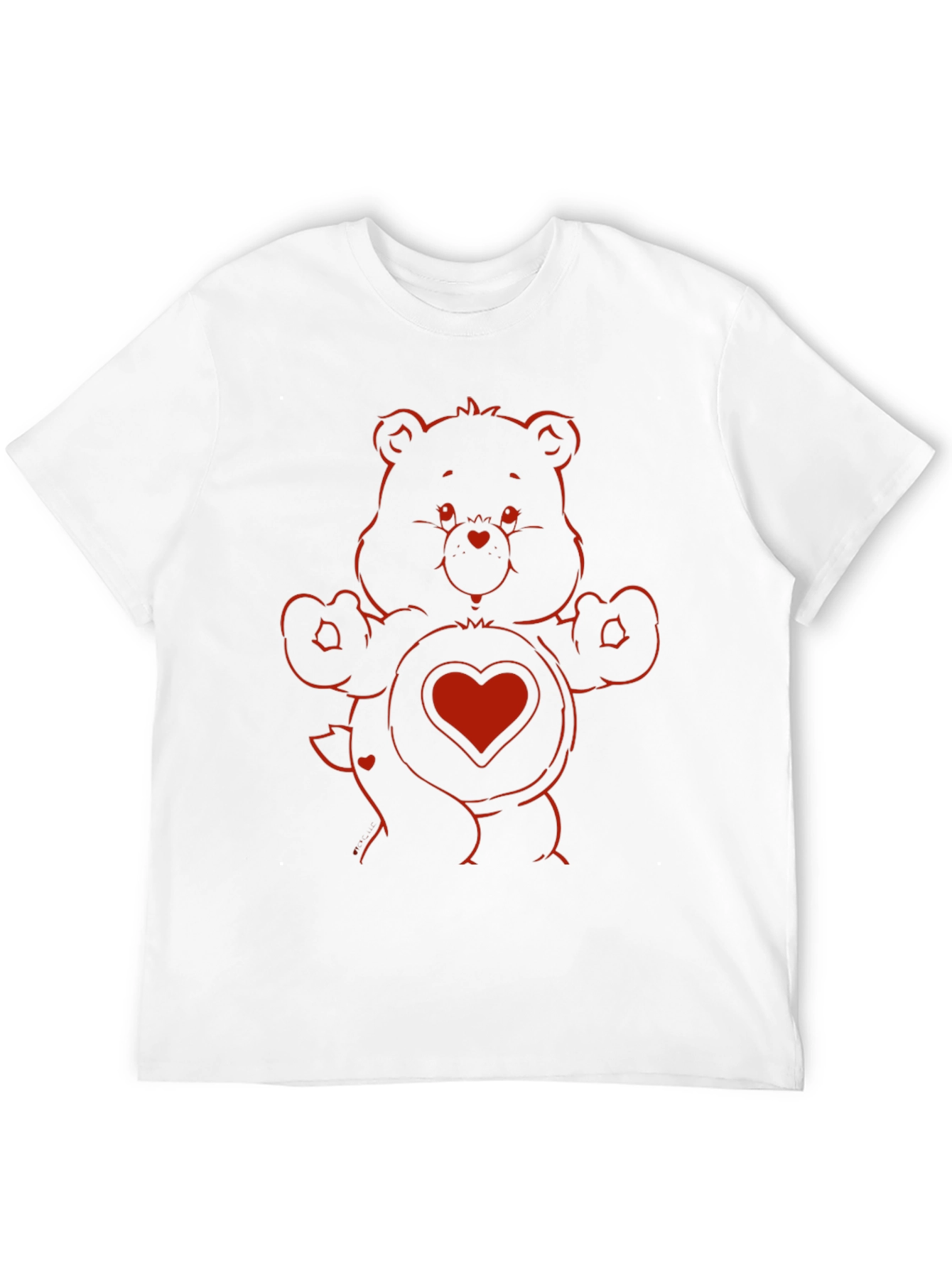 Red Bear Heart Graphic Black T-Shirt