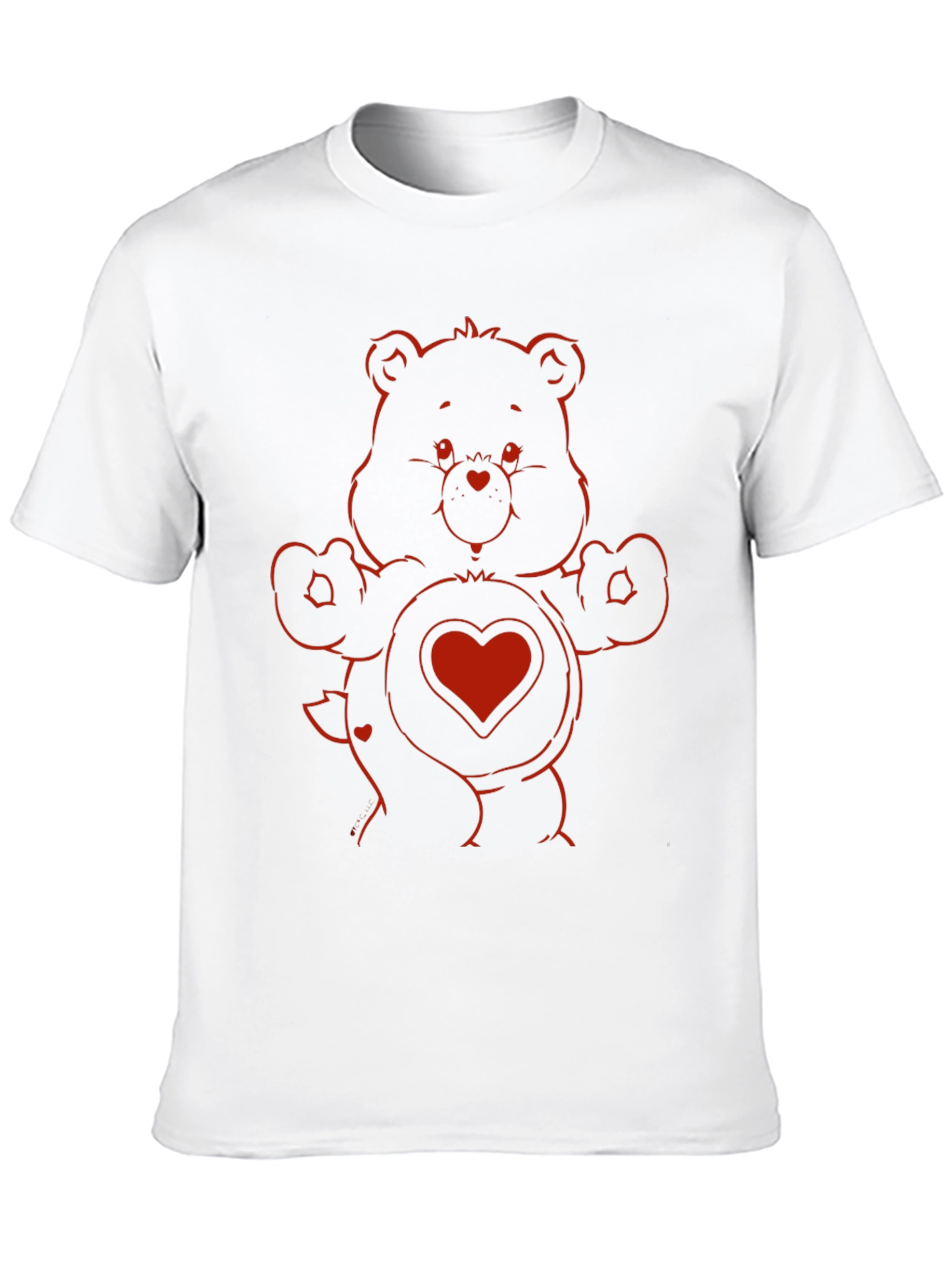 Red Bear Heart Graphic Black T-Shirt