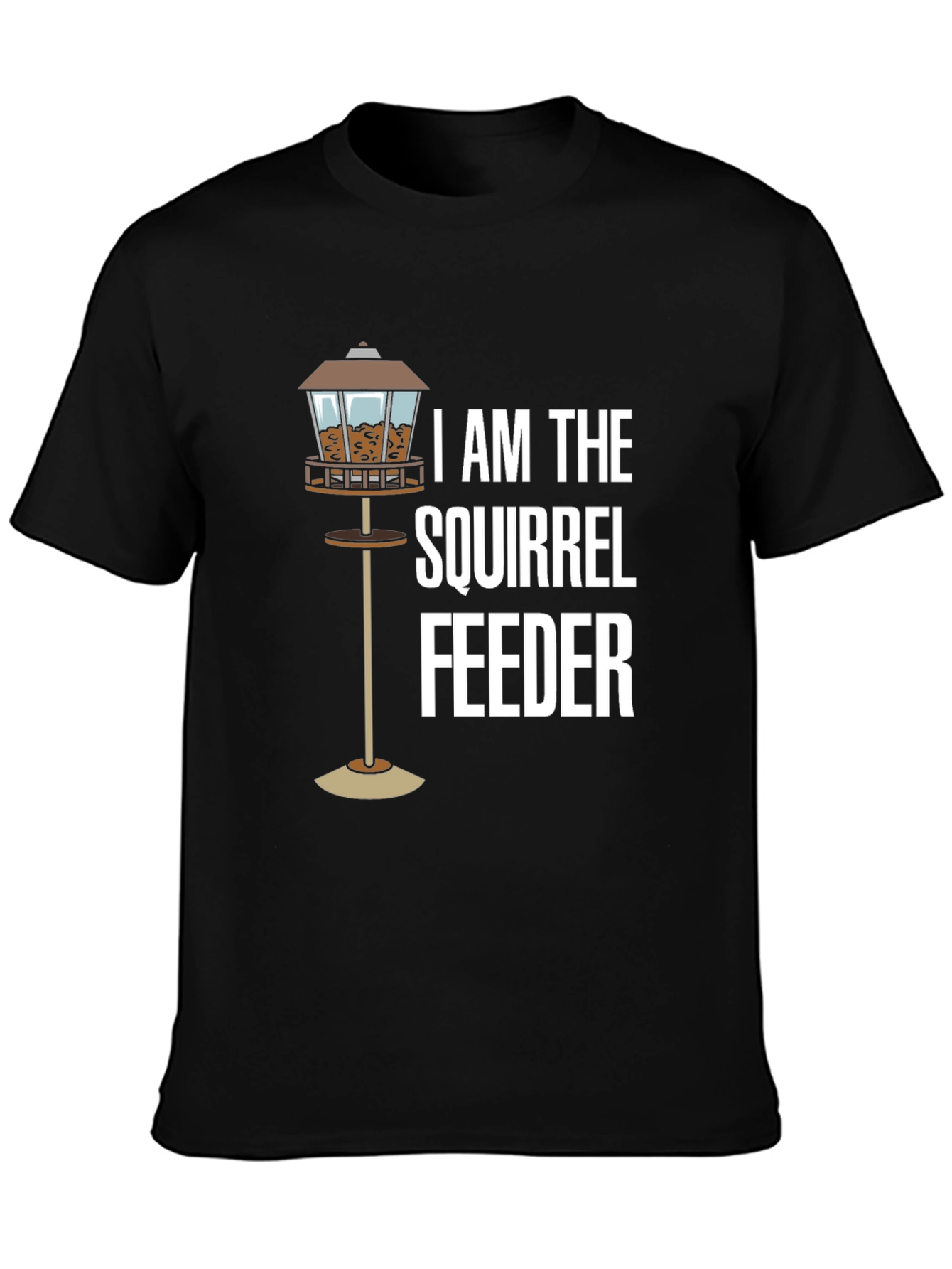 Squirrel Feeder T-Shirt - Black Cotton Tee