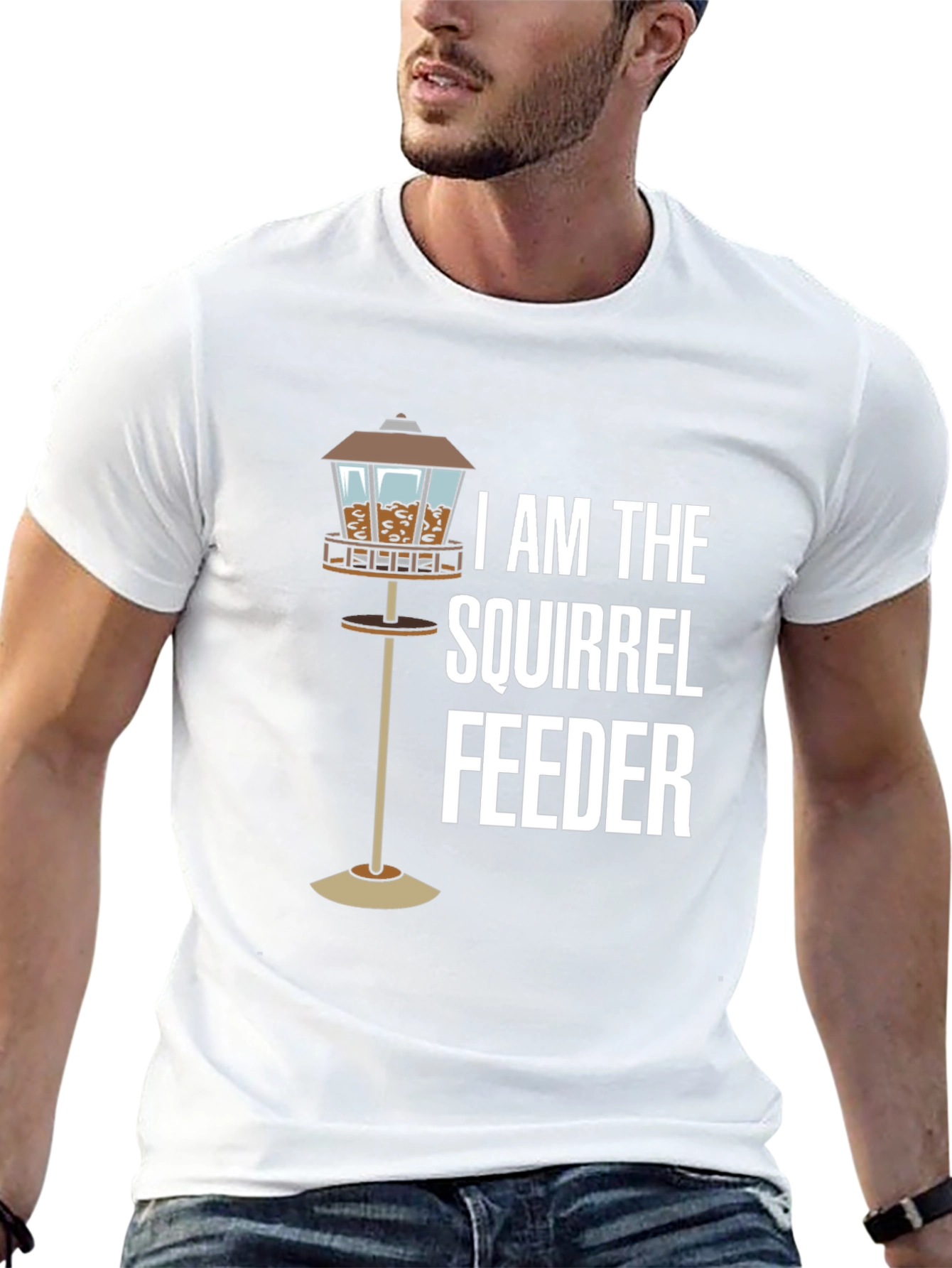 Squirrel Feeder T-Shirt - Black Cotton Tee