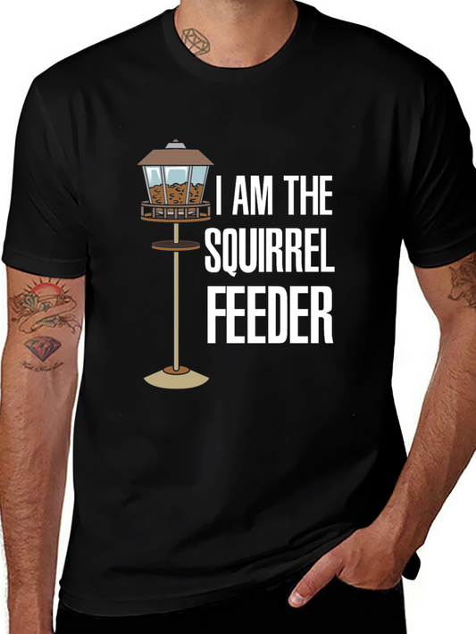 Squirrel Feeder T-Shirt - Black Cotton Tee