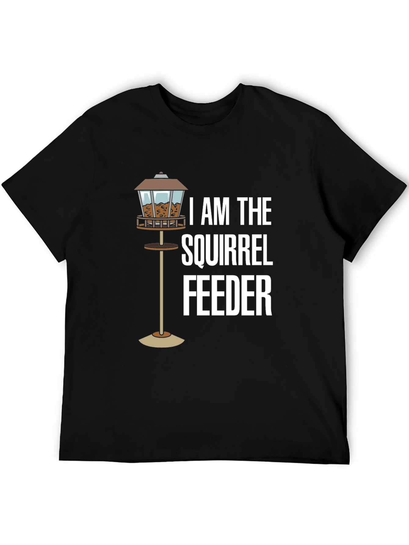 Squirrel Feeder T-Shirt - Black Cotton Tee