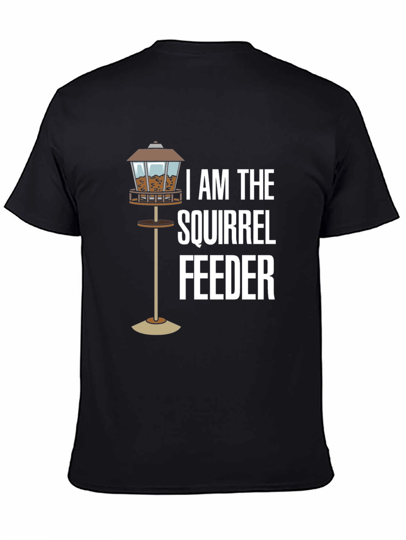 Squirrel Feeder T-Shirt - Black Cotton Tee