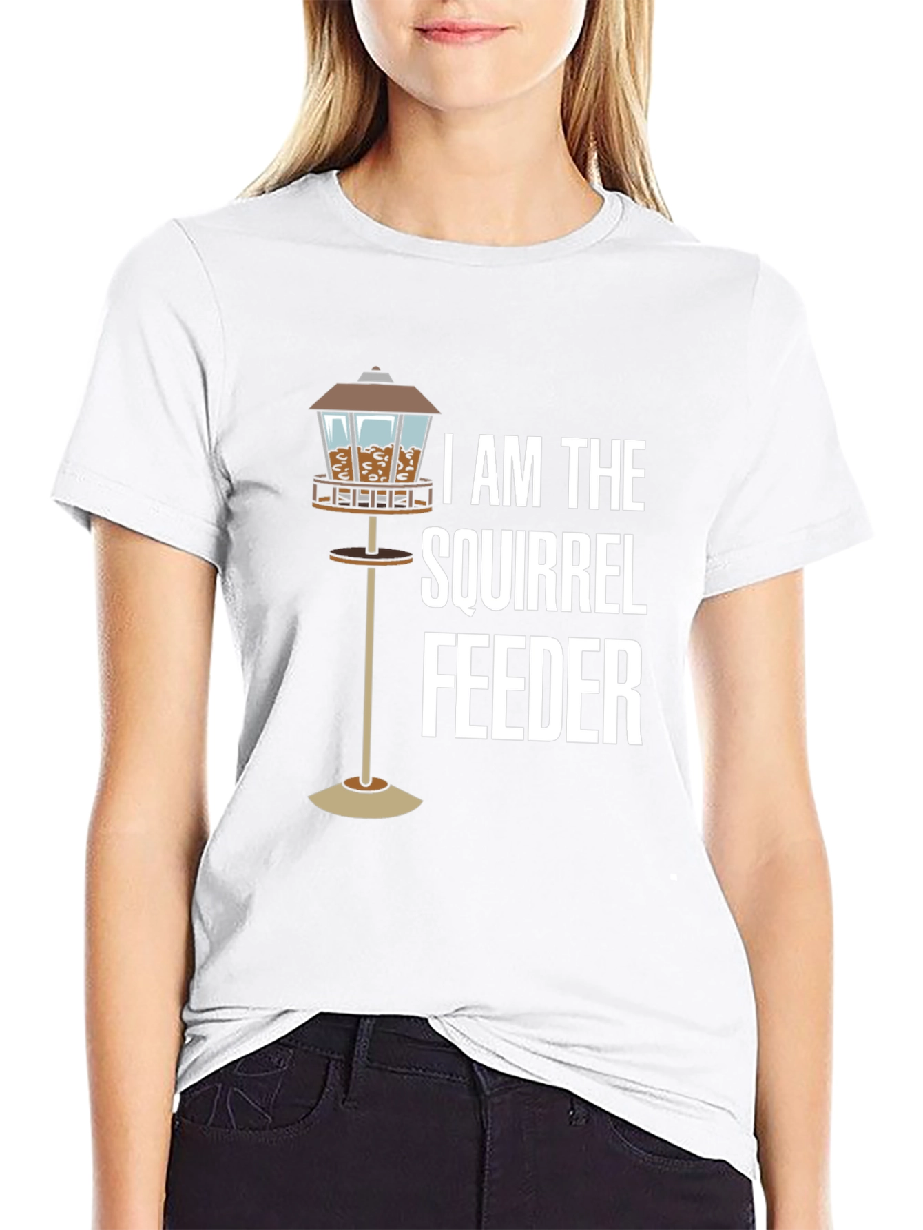 Squirrel Feeder T-Shirt - Black Cotton Tee
