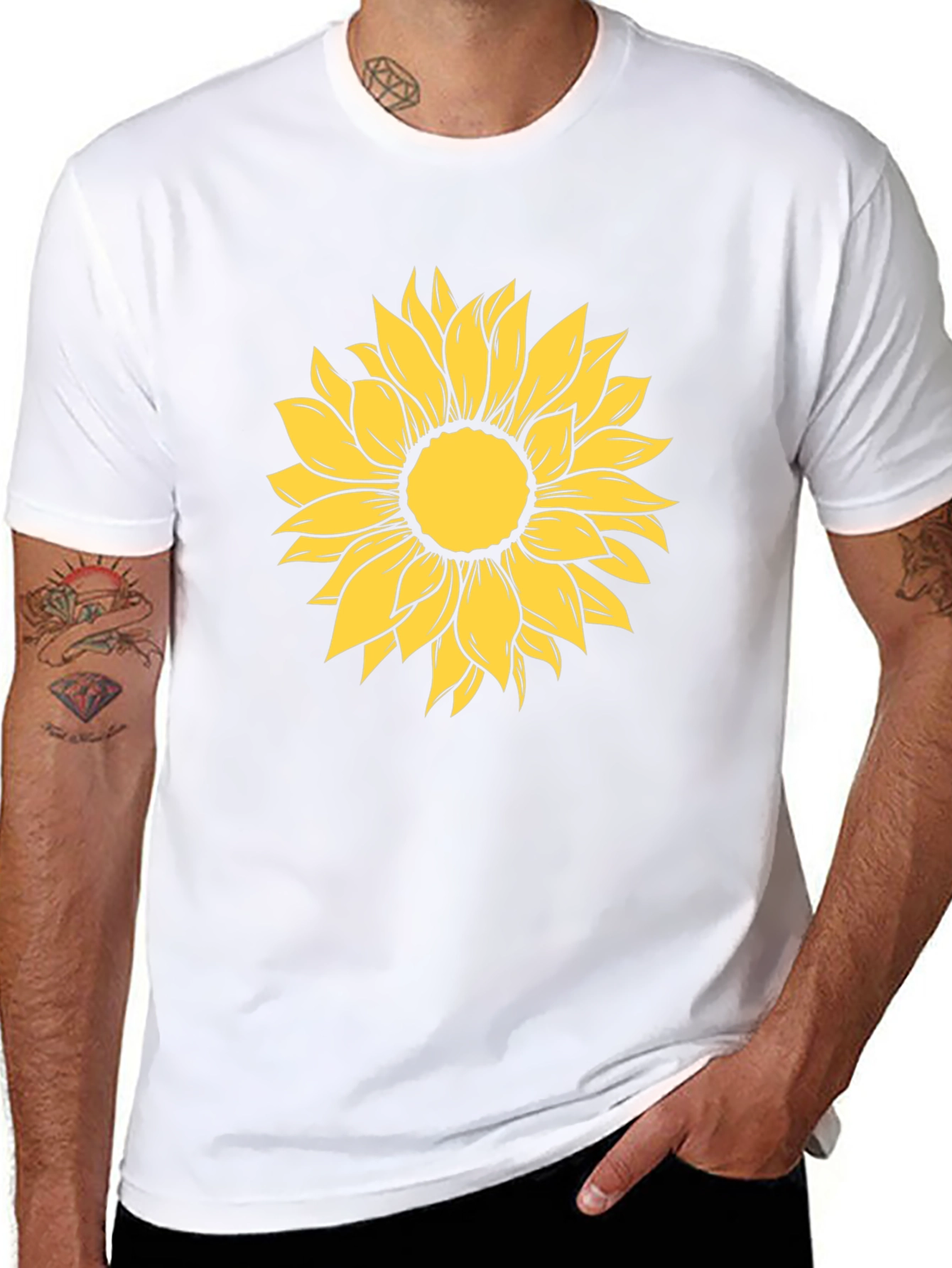Sunflower Graphic Print Black T-Shirt
