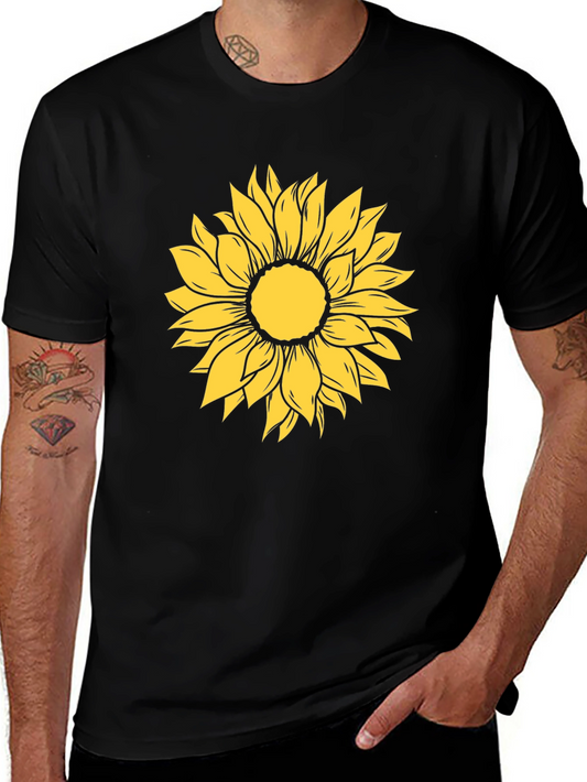 Sunflower Graphic Print Black T-Shirt