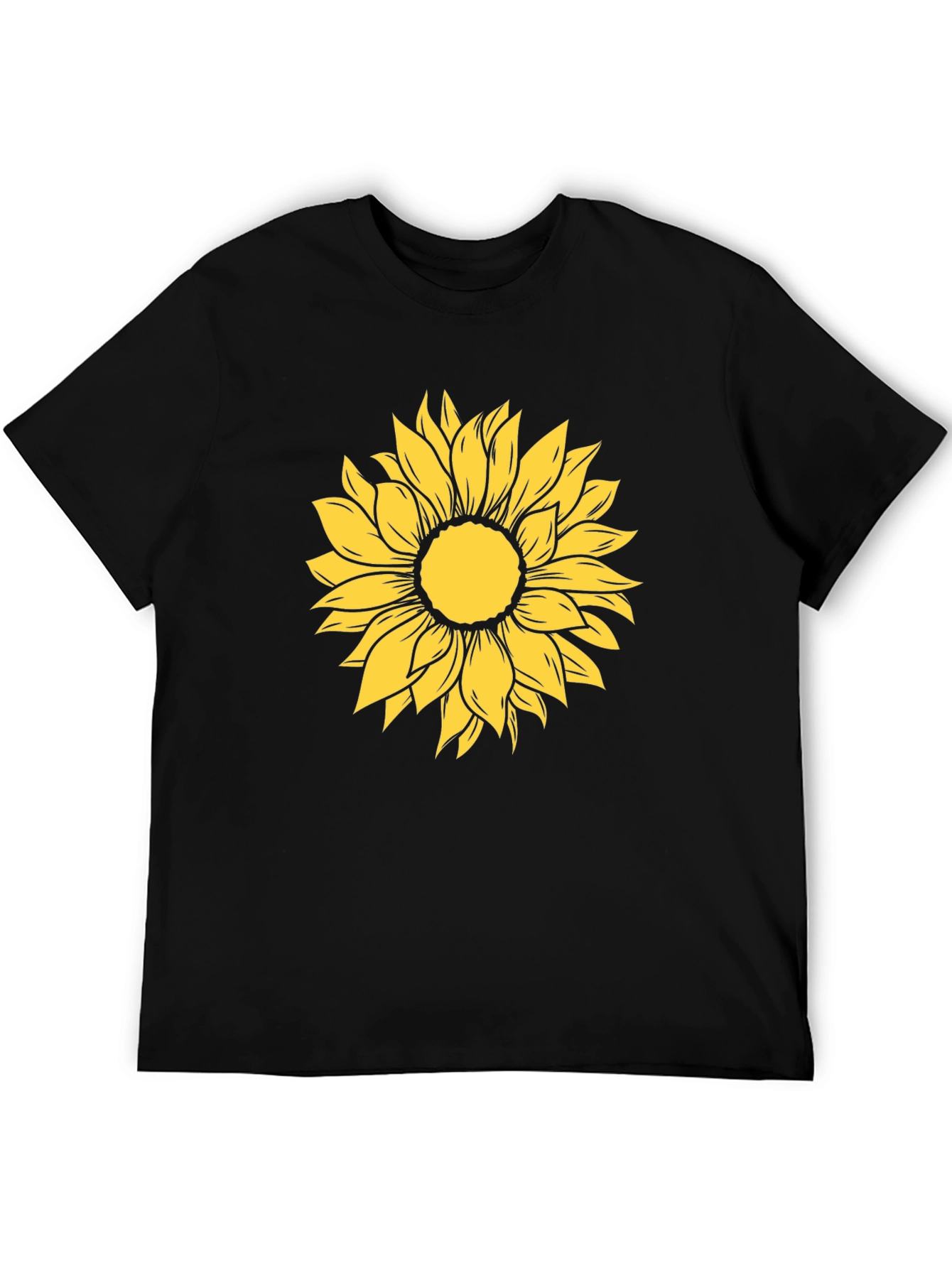 Sunflower Graphic Print Black T-Shirt