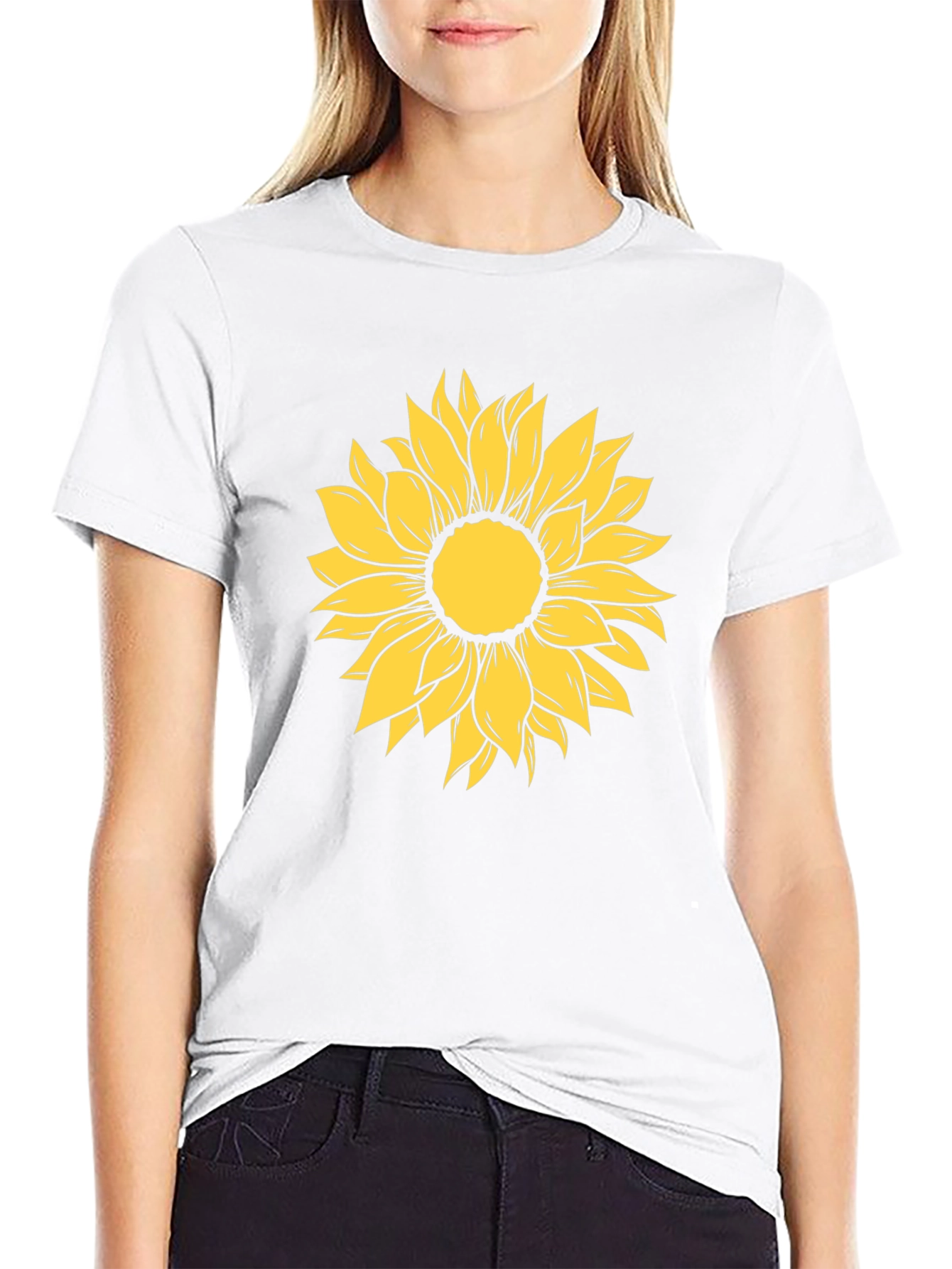 Sunflower Graphic Print Black T-Shirt