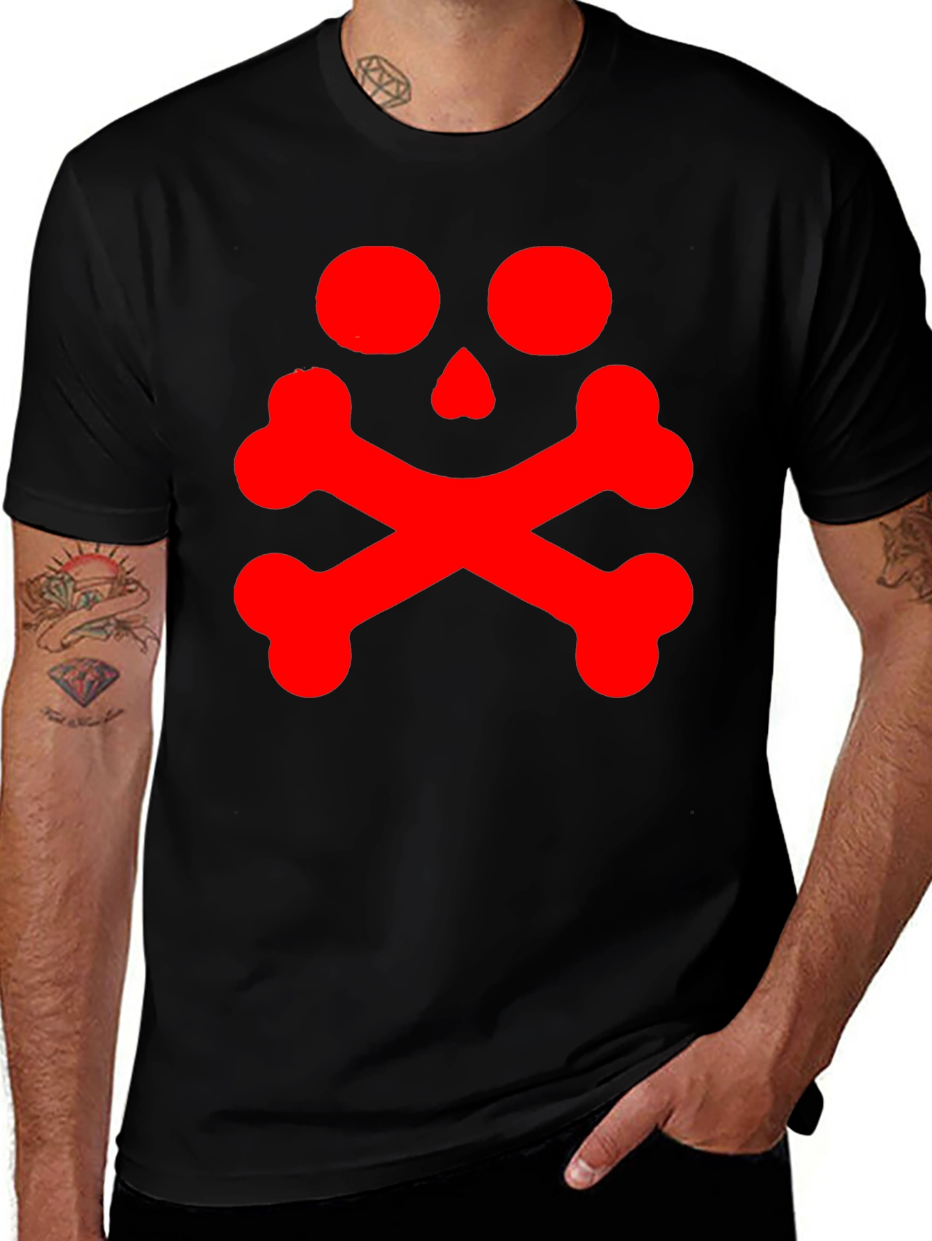 Skull & Crossbones Graphic Tee - Mens Black T-Shirt