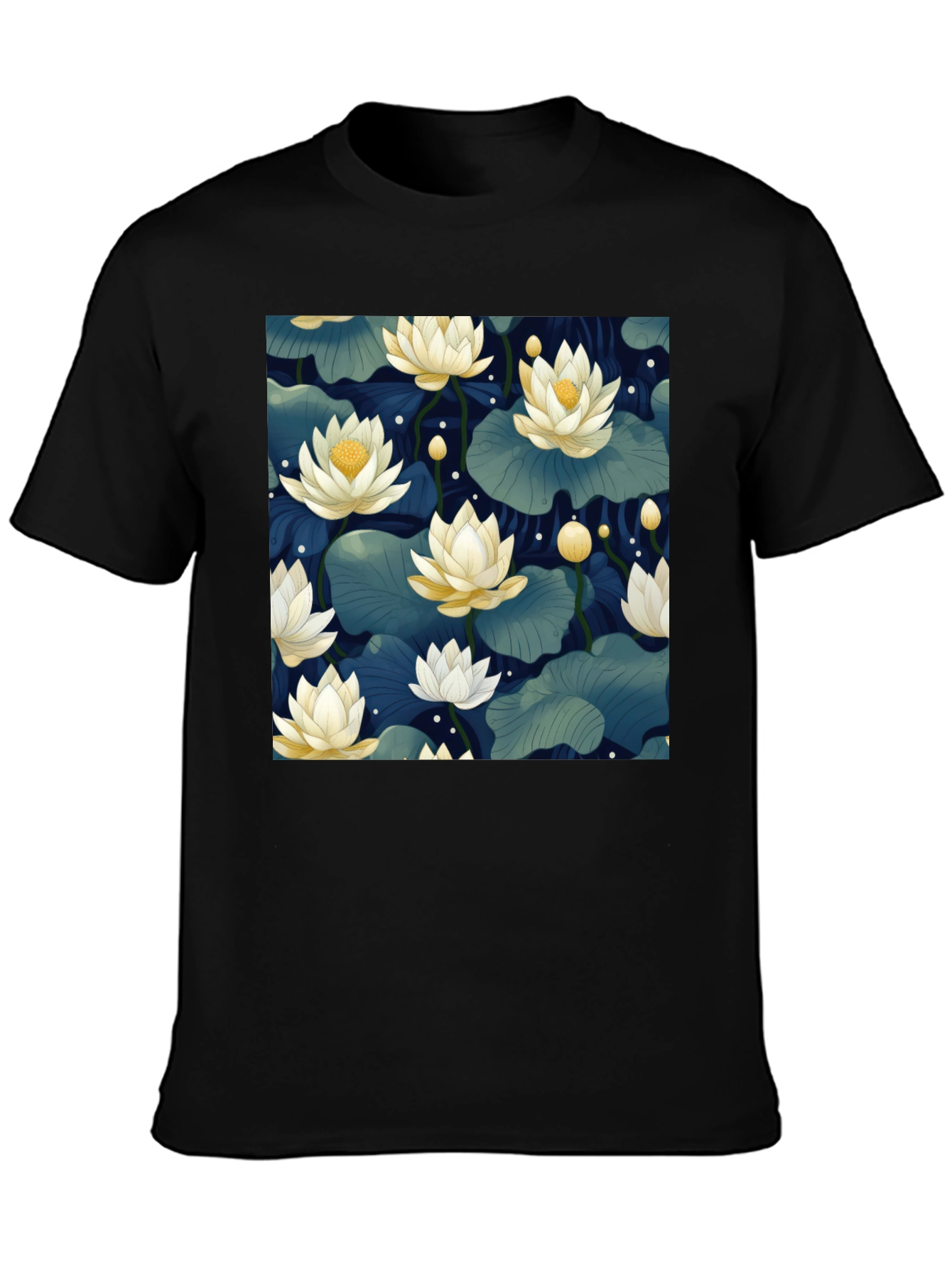 Lotus Print Crew Neck T-Shirt