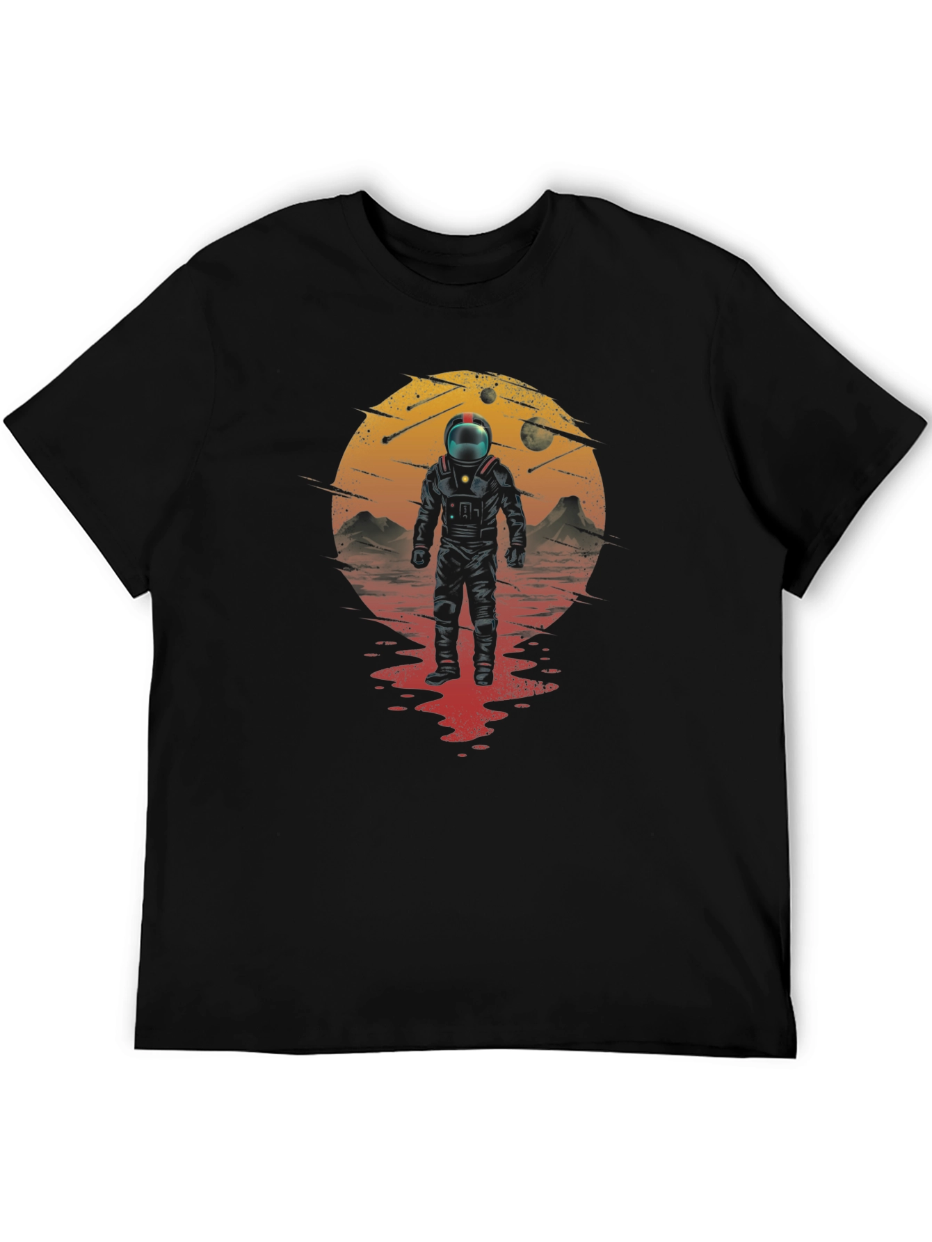 Astronaut on Mars Graphic Black T-Shirt