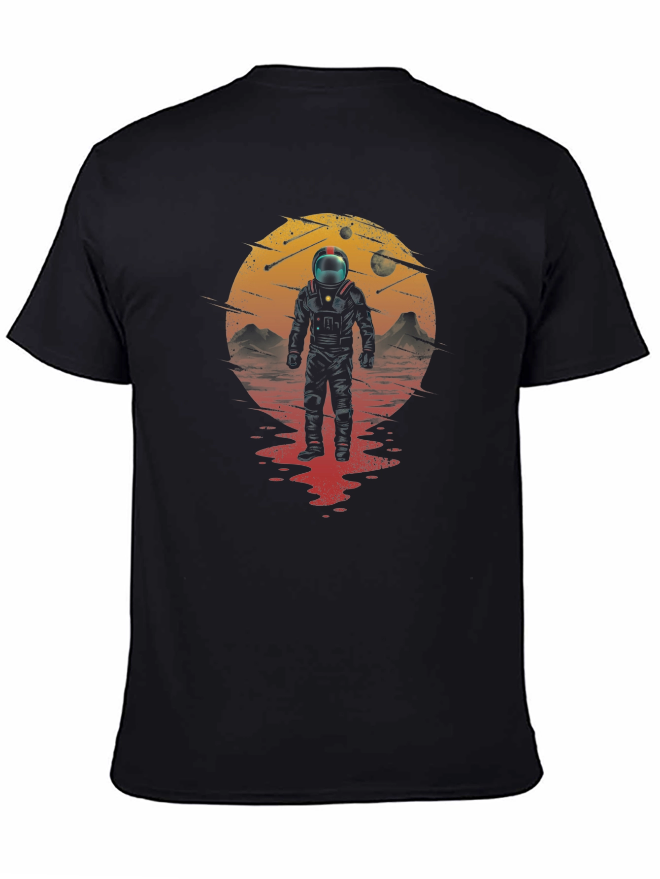 Astronaut on Mars Graphic Black T-Shirt