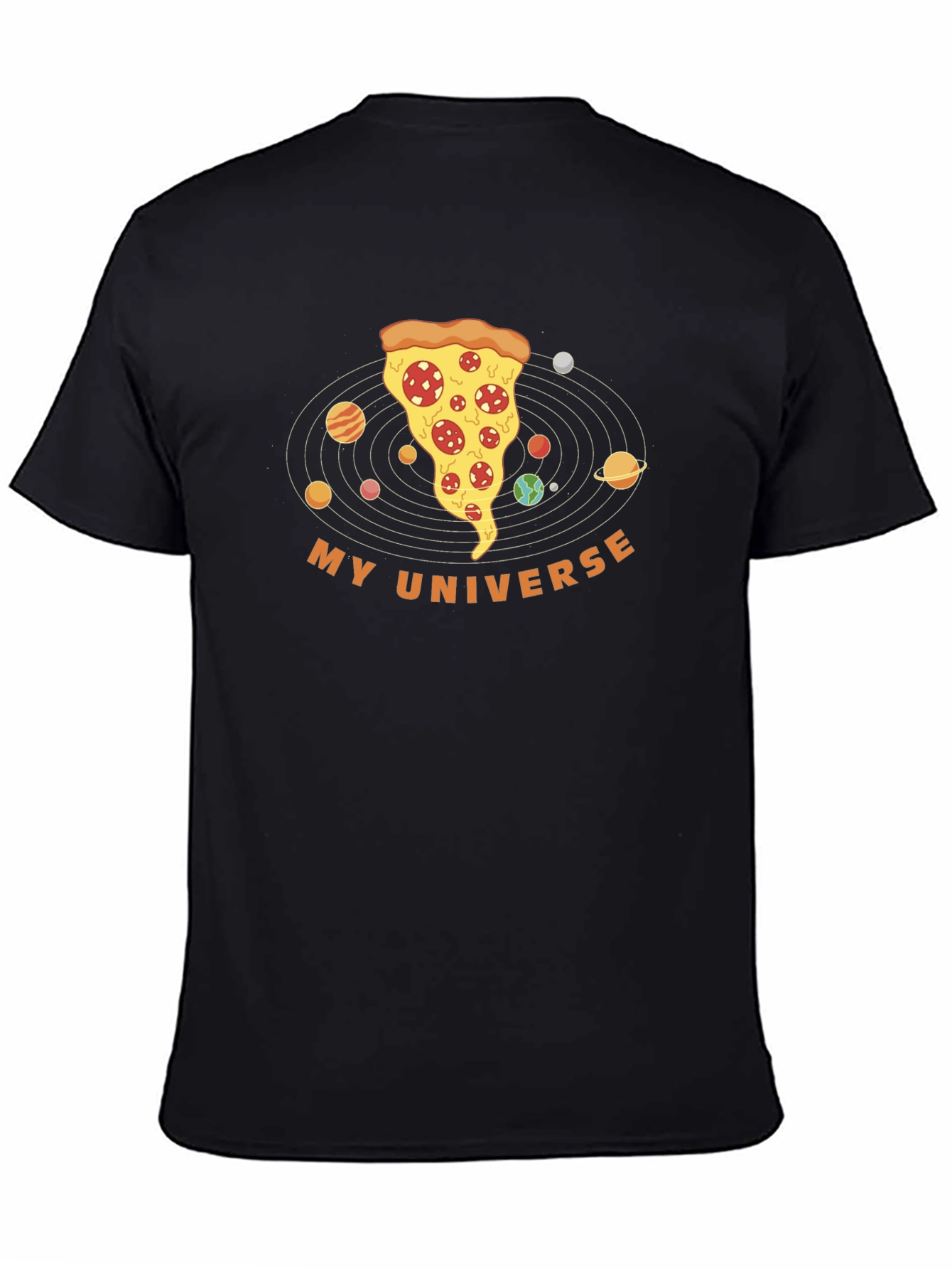 Pizza Universe Graphic Tee - Black Cotton Blend