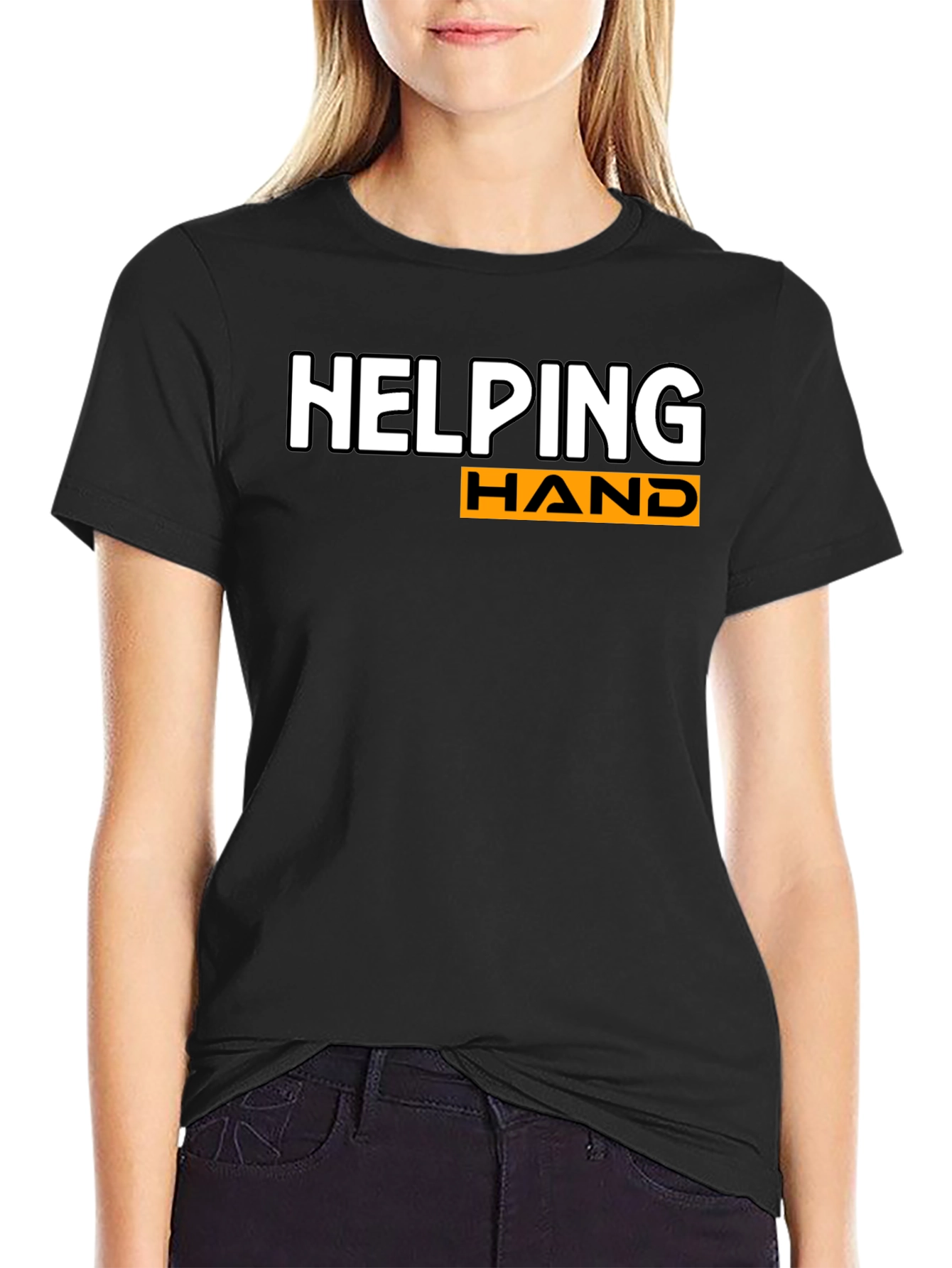 Helping Hand Graphic Print Black T-Shirt