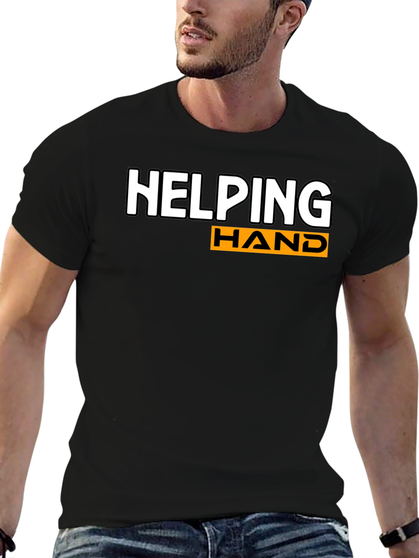 Helping Hand Graphic Print Black T-Shirt