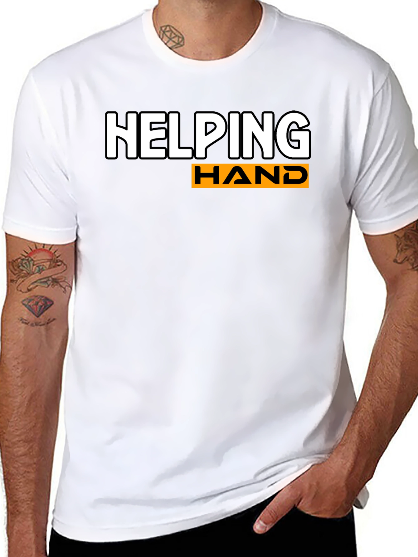 Helping Hand Graphic Print Black T-Shirt
