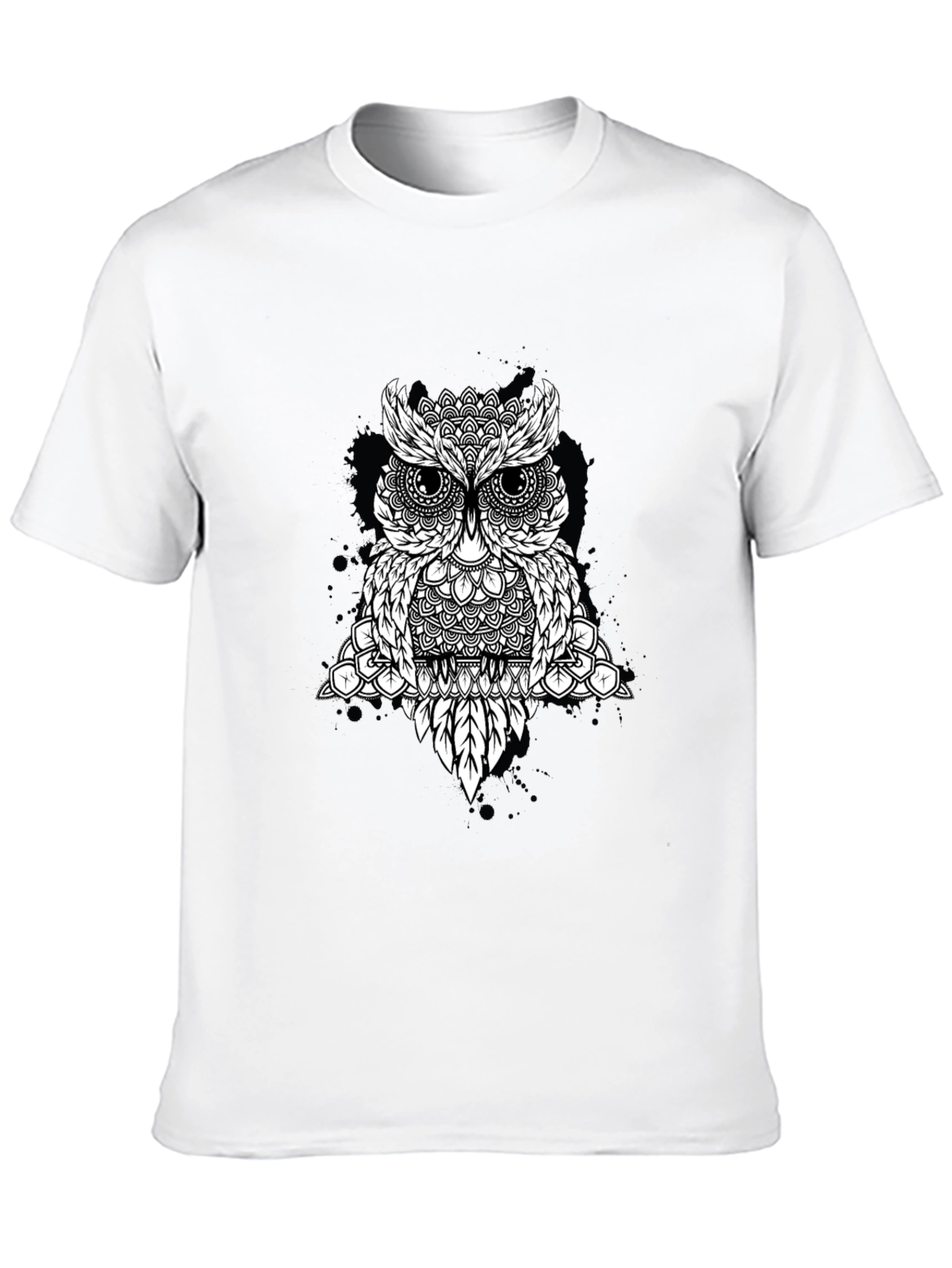 Geometric Owl Graphic Black T-Shirt