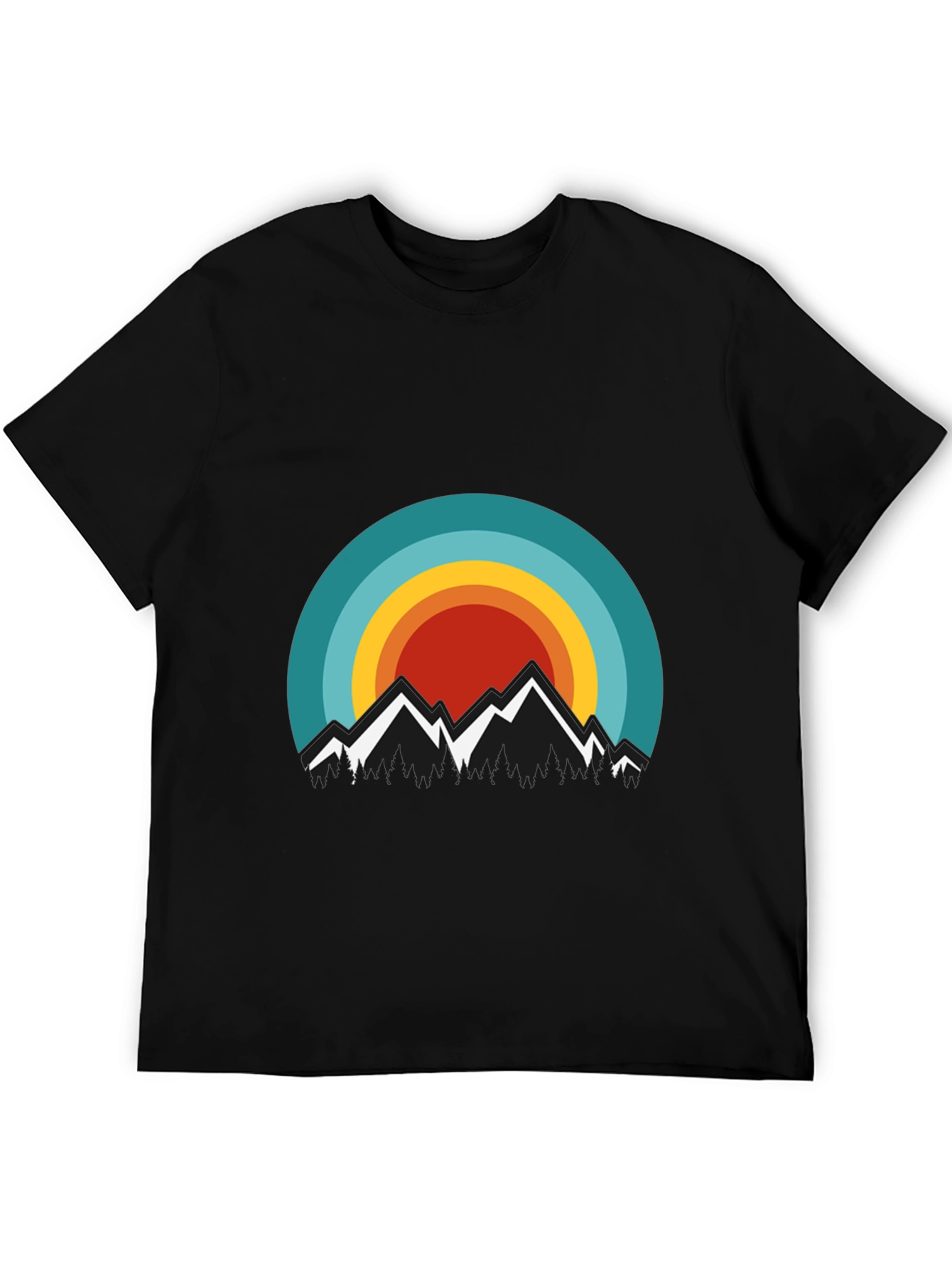 Mountain Sunset Graphic Tee - Stylish Black T-Shirt