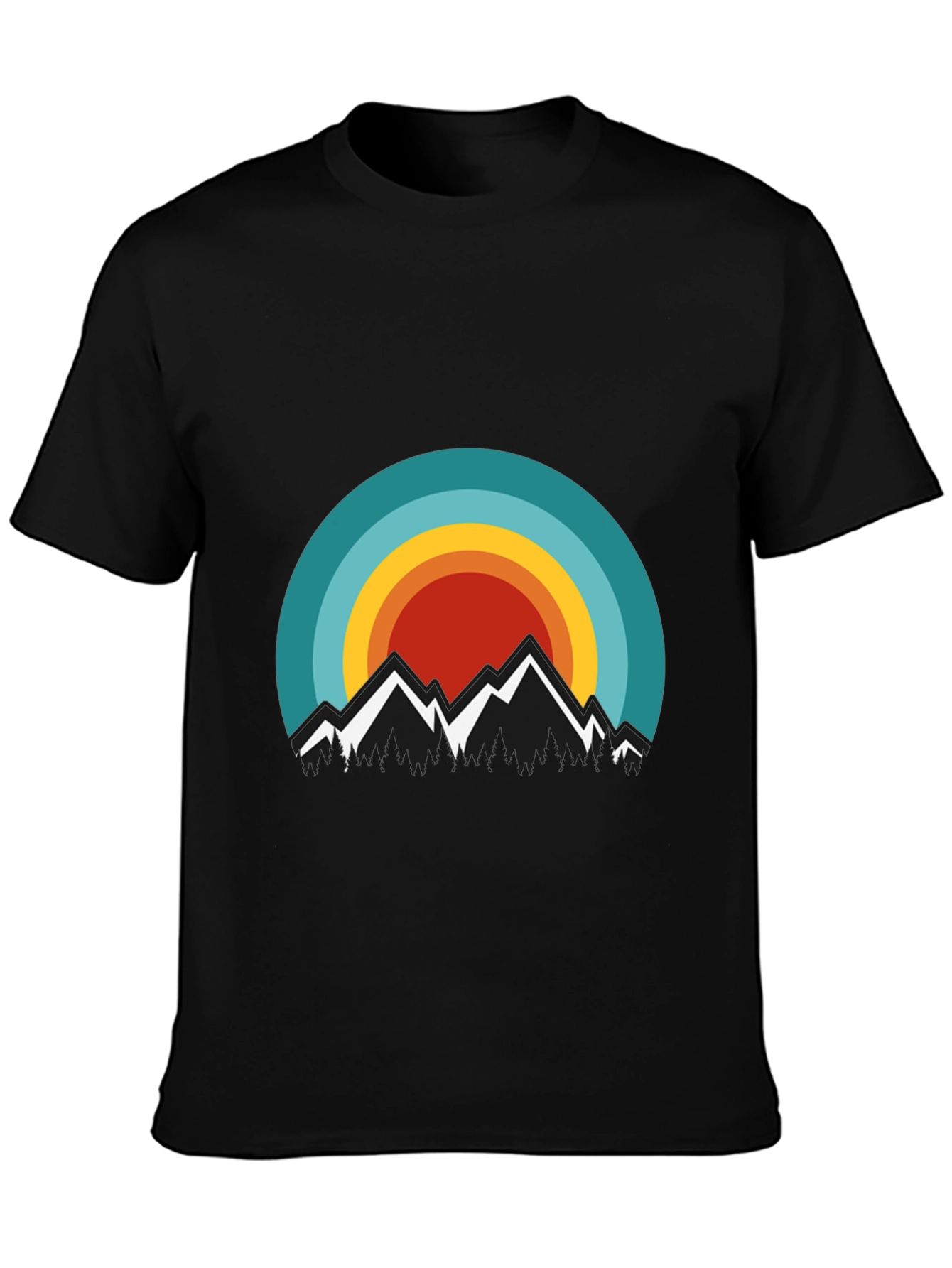 Mountain Sunset Graphic Tee - Stylish Black T-Shirt