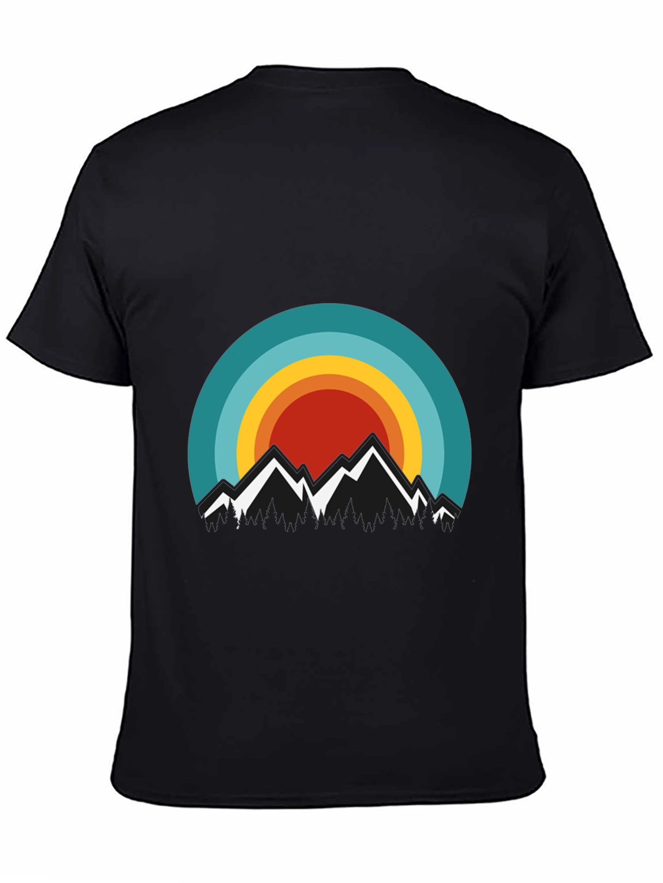 Mountain Sunset Graphic Tee - Stylish Black T-Shirt
