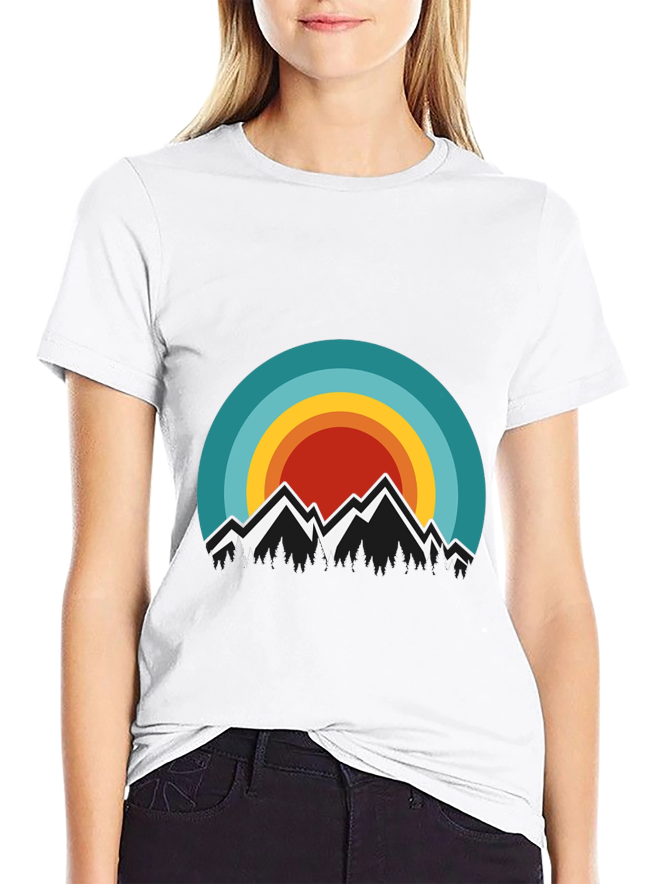 Mountain Sunset Graphic Tee - Stylish Black T-Shirt