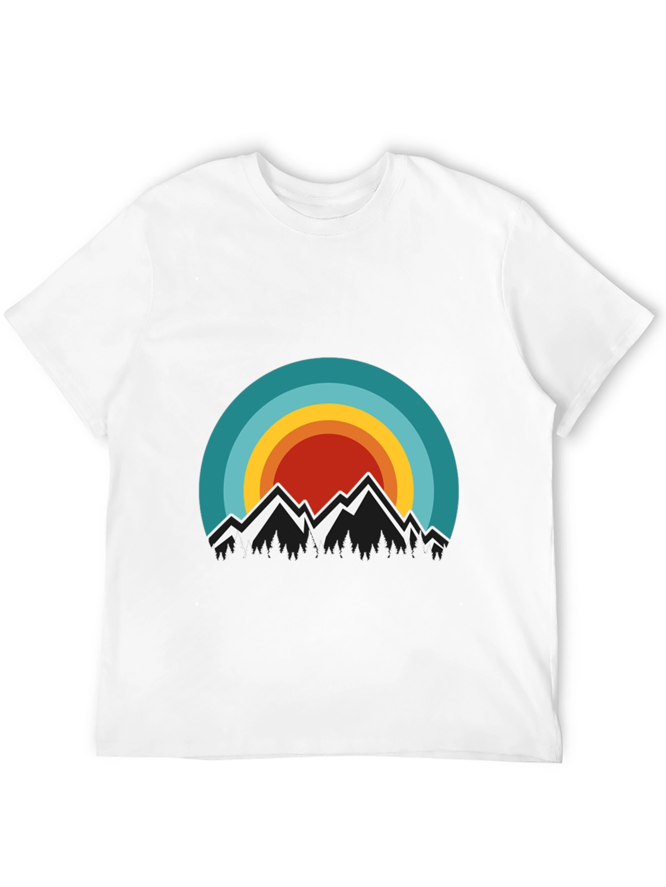 Mountain Sunset Graphic Tee - Stylish Black T-Shirt