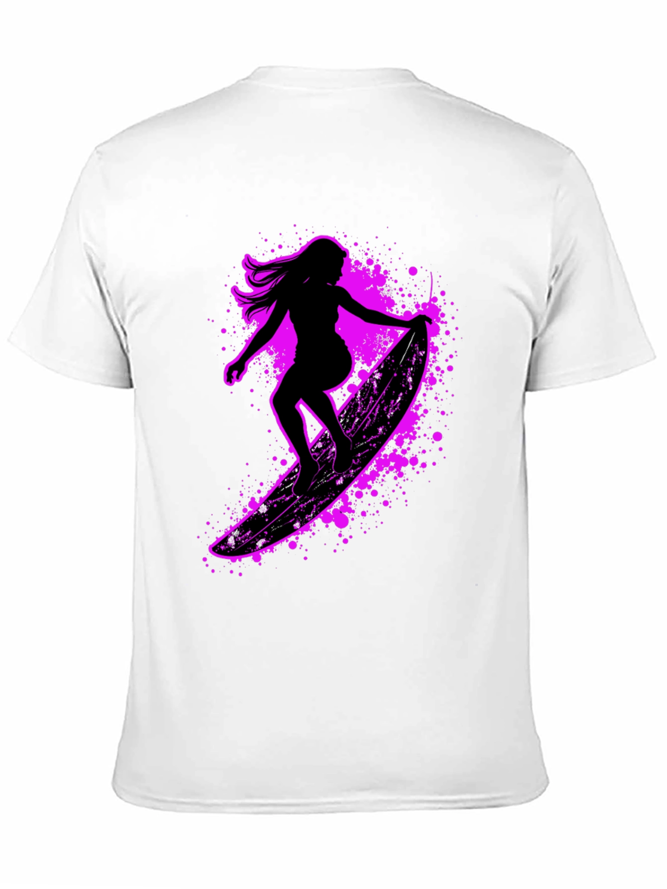 Surfer Girl Graphic Tee - Black Cotton Blend