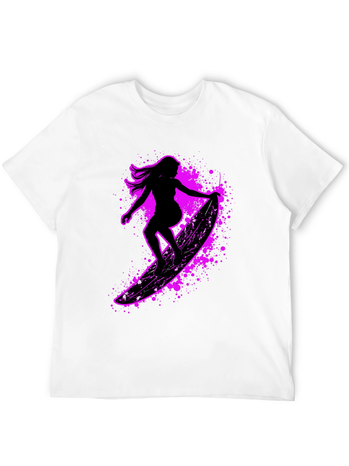 Surfer Girl Graphic Tee - Black Cotton Blend