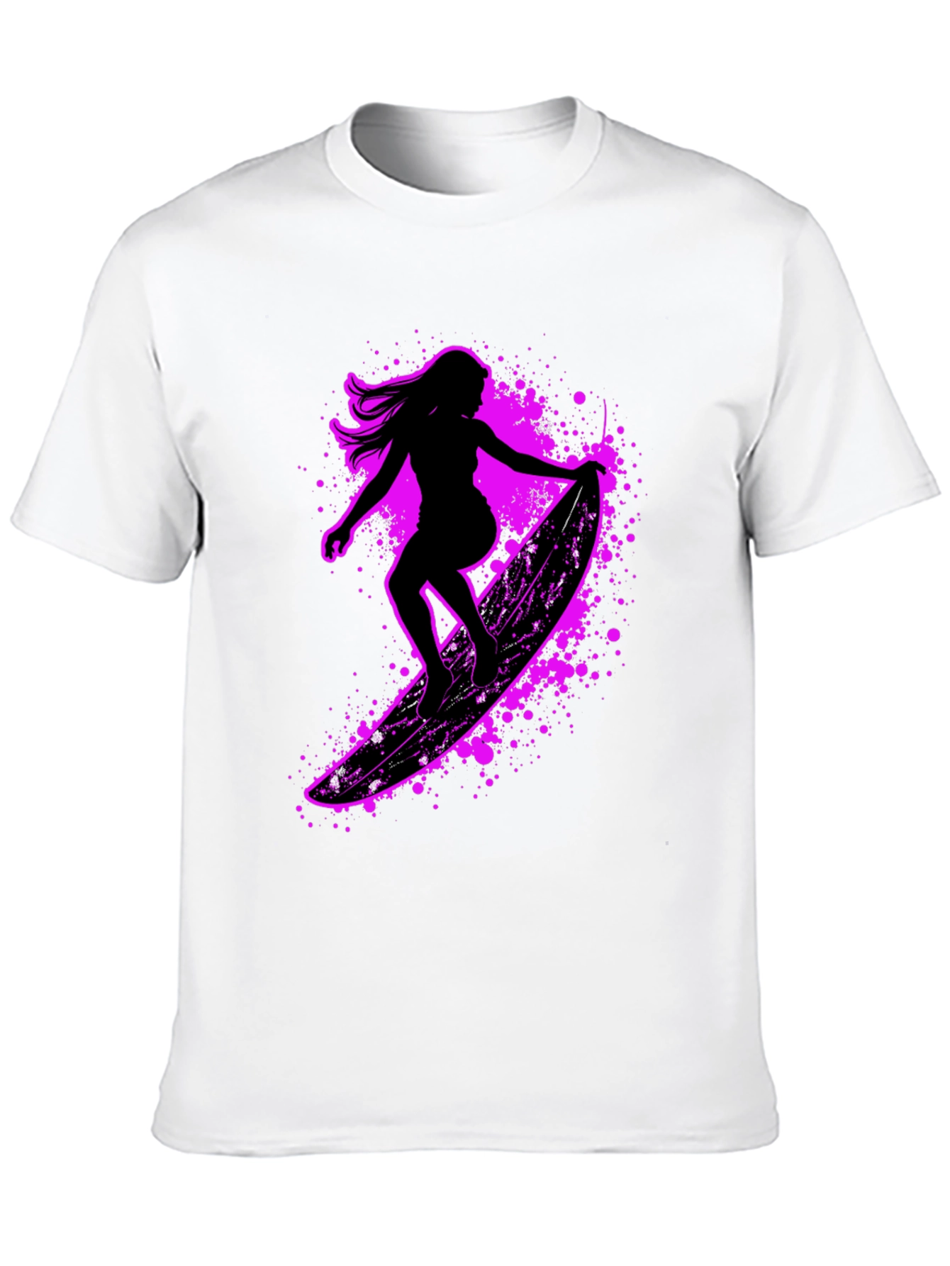 Surfer Girl Graphic Tee - Black Cotton Blend