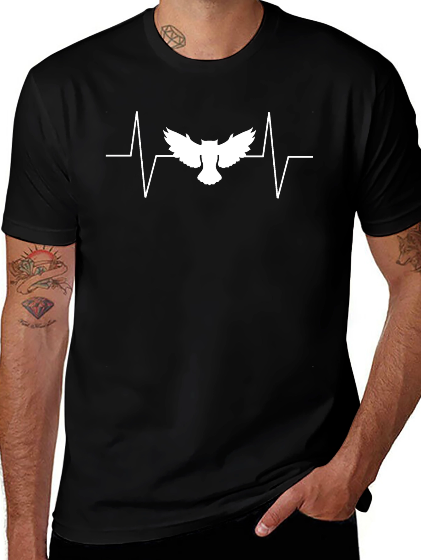 Owl Heartbeat Graphic Tee - Unique Bird Lover T-Shirt