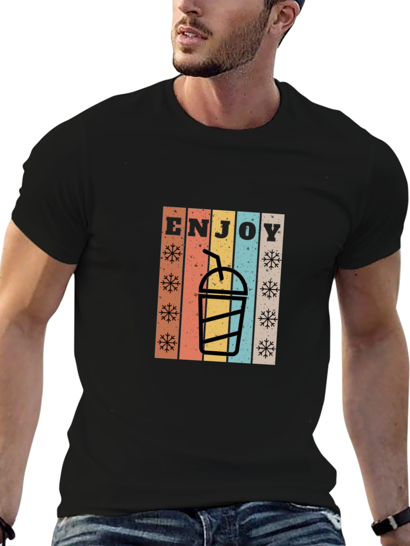 Retro Enjoy Drink Black T-Shirt