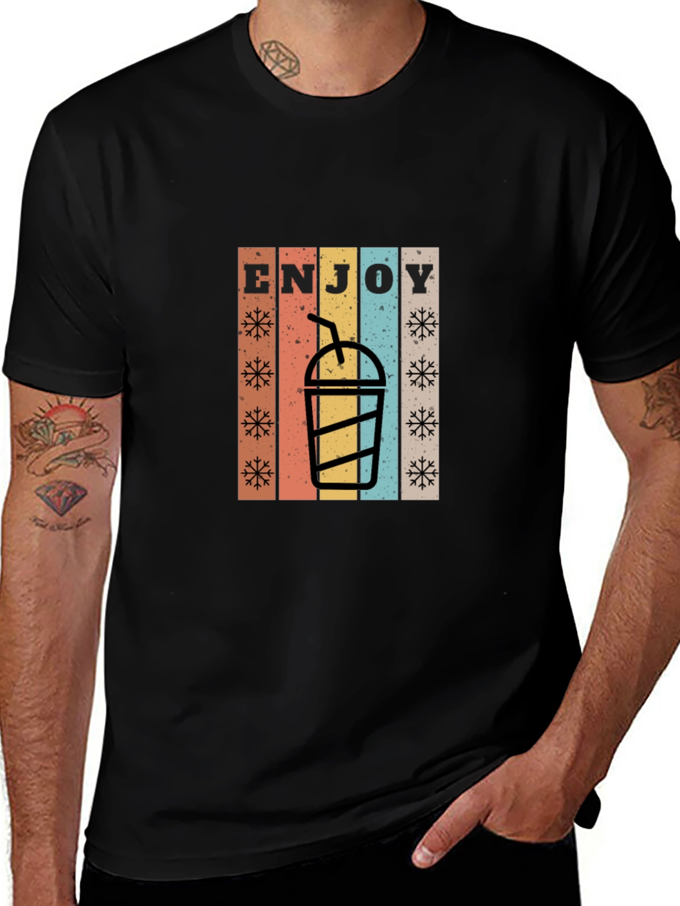 Retro Enjoy Drink Black T-Shirt