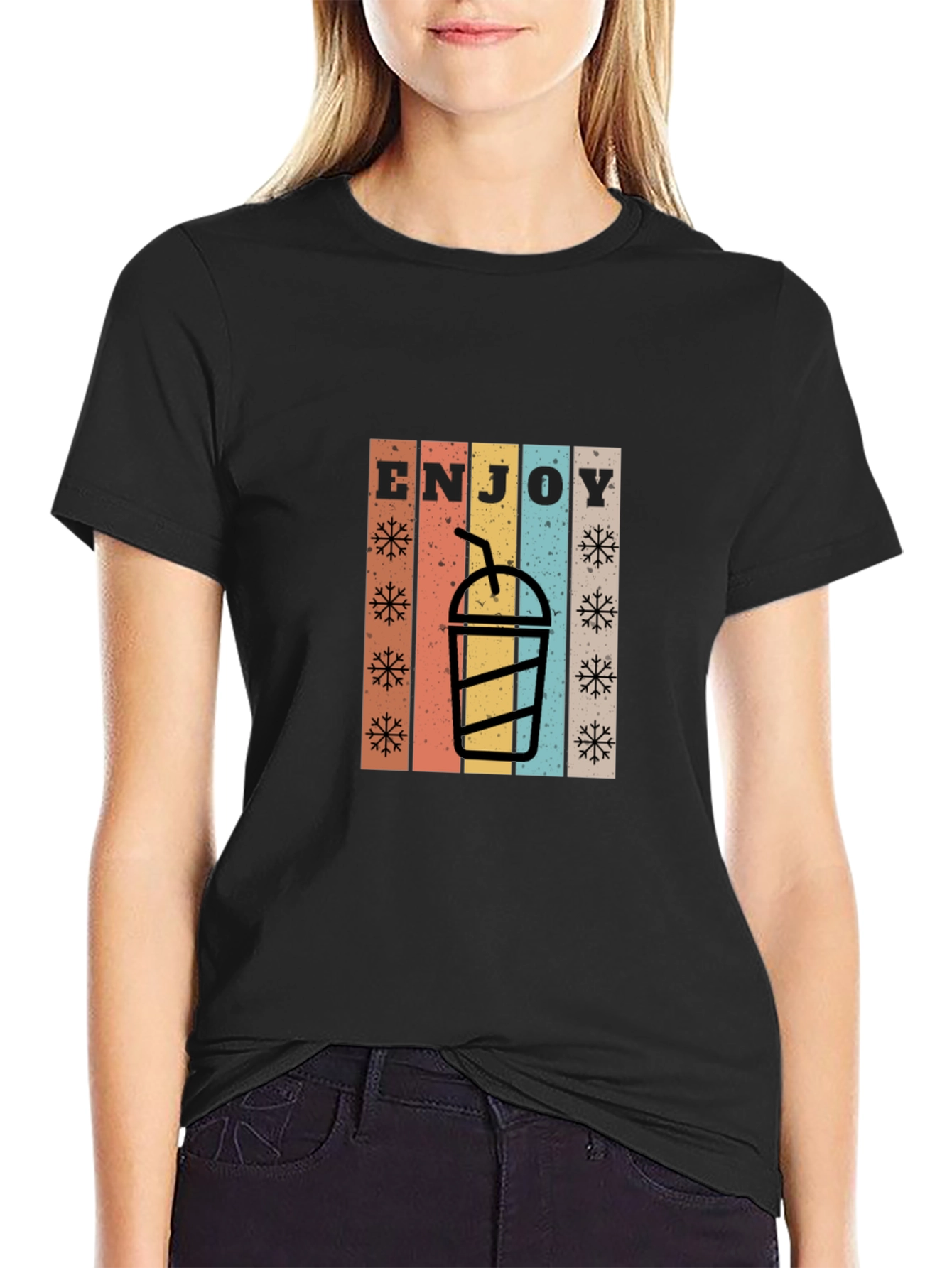 Retro Enjoy Drink Black T-Shirt