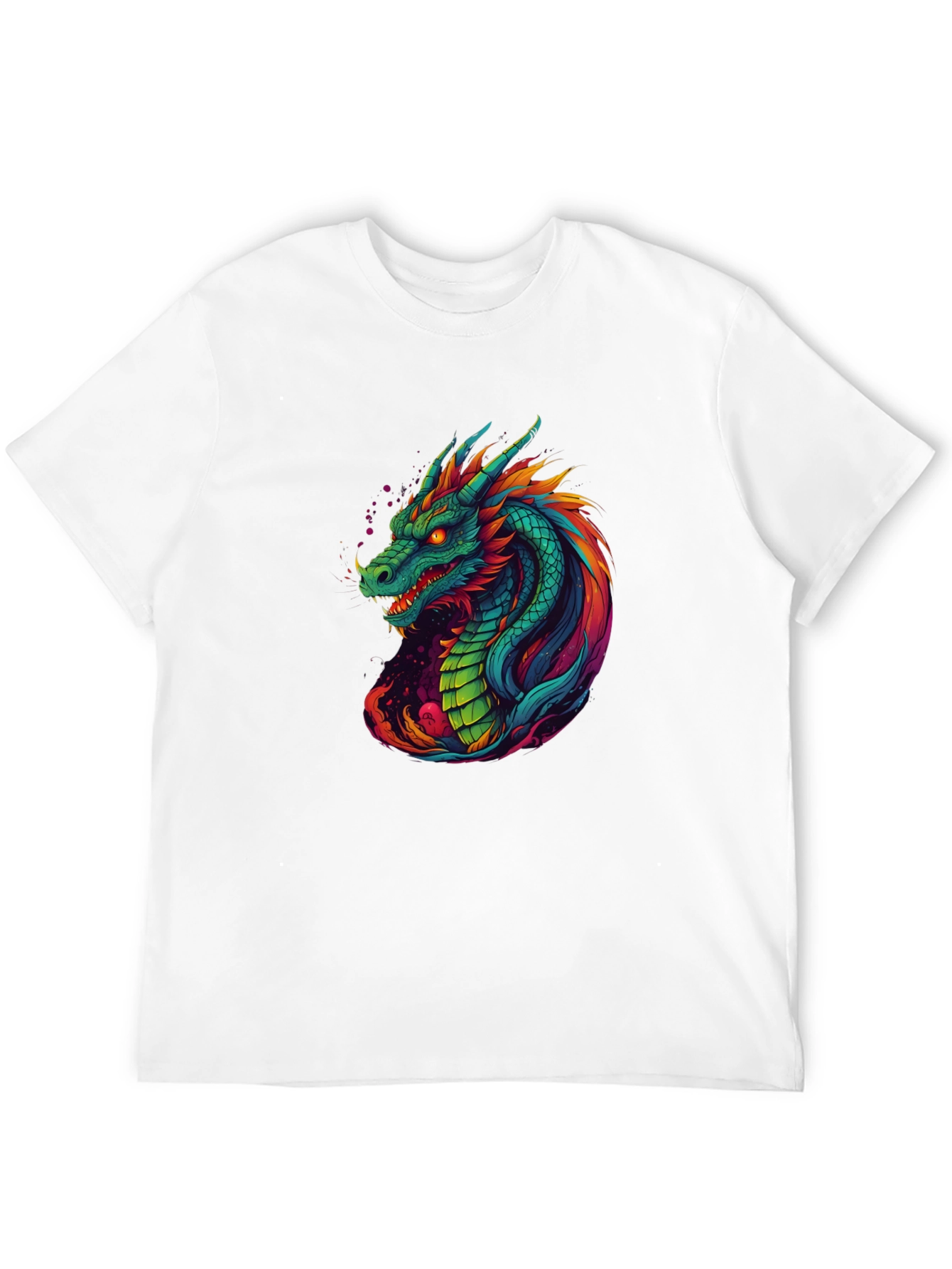Vibrant Dragon Graphic Tee - Cool Mens T-Shirt