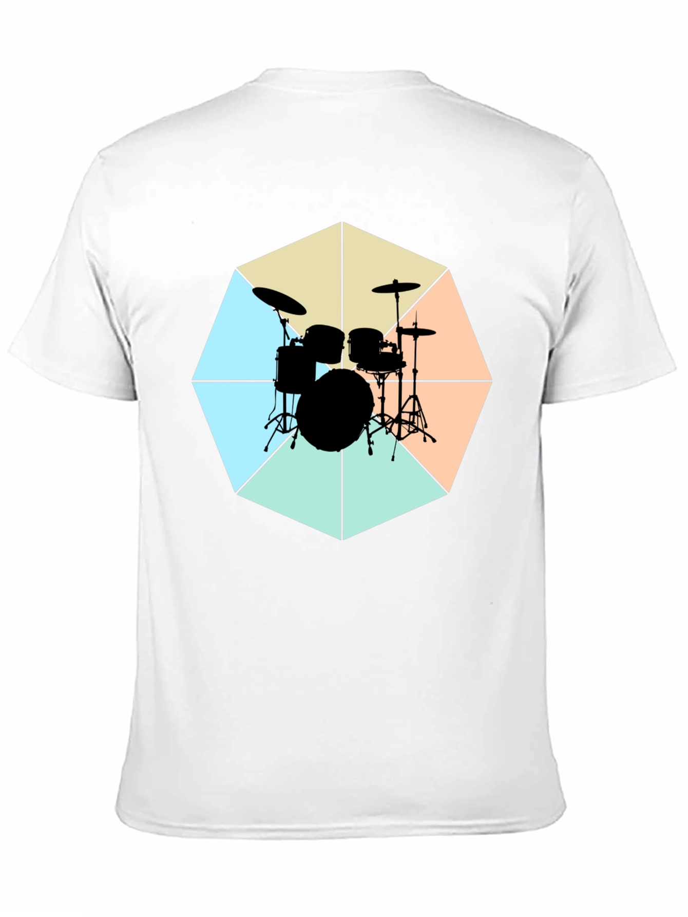 Geometric Drum Set Graphic Tee - Black Cotton