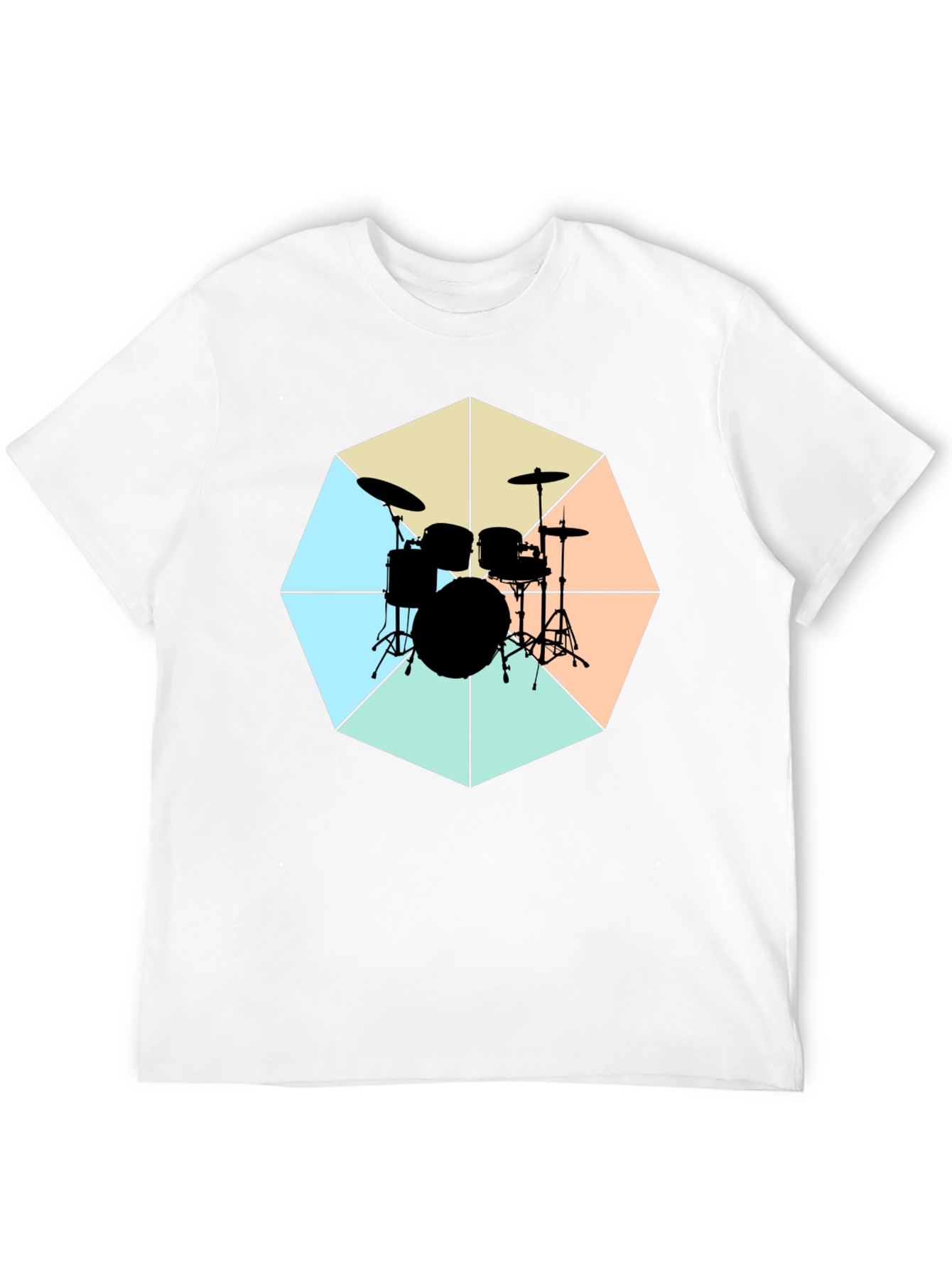 Geometric Drum Set Graphic Tee - Black Cotton