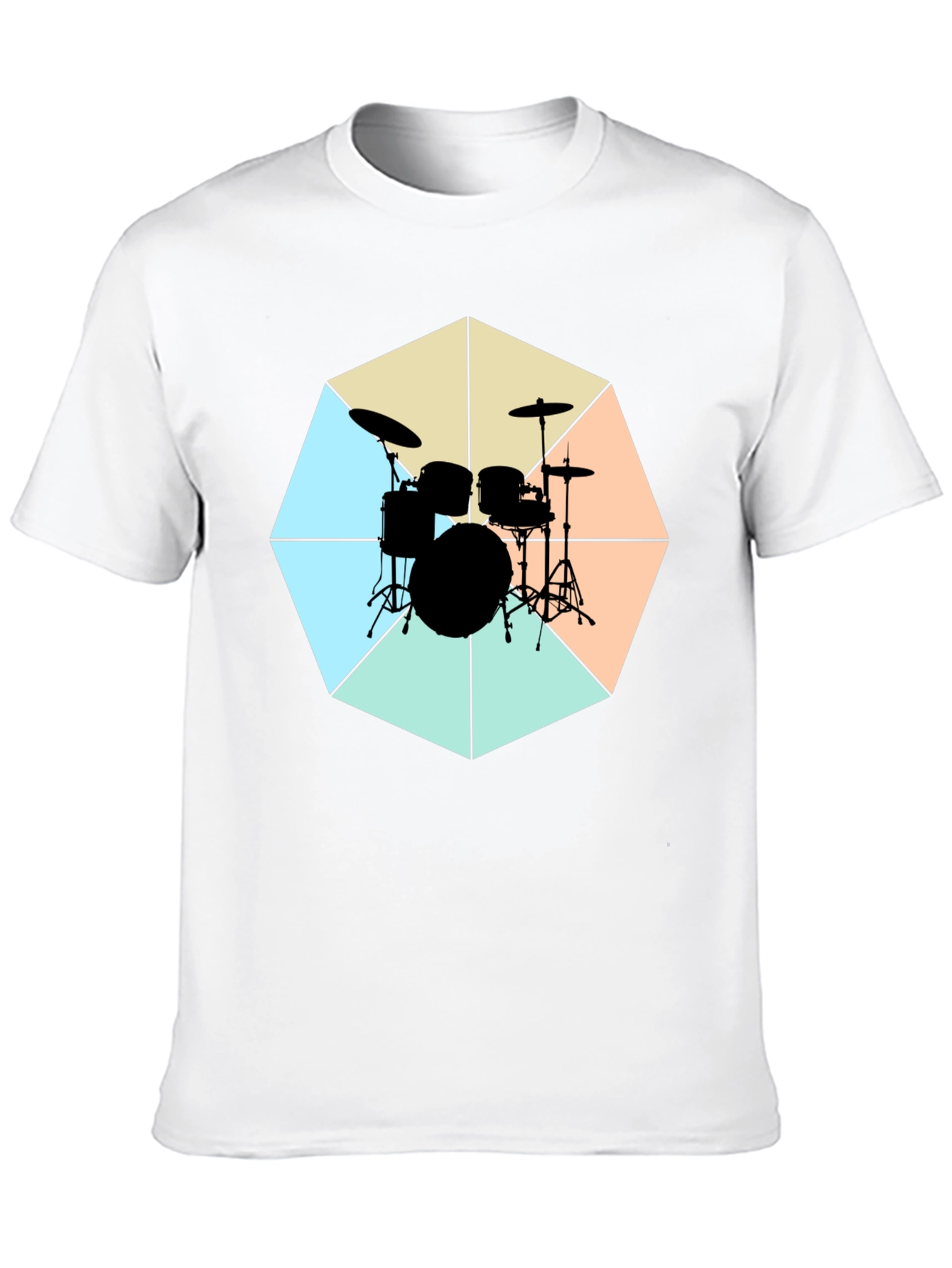 Geometric Drum Set Graphic Tee - Black Cotton