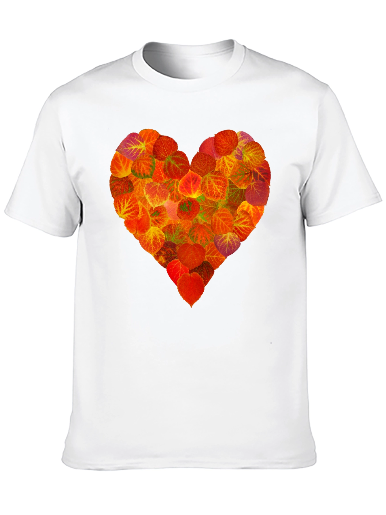 Autumn Leaves Heart Graphic T-Shirt - Nature Lover Tee