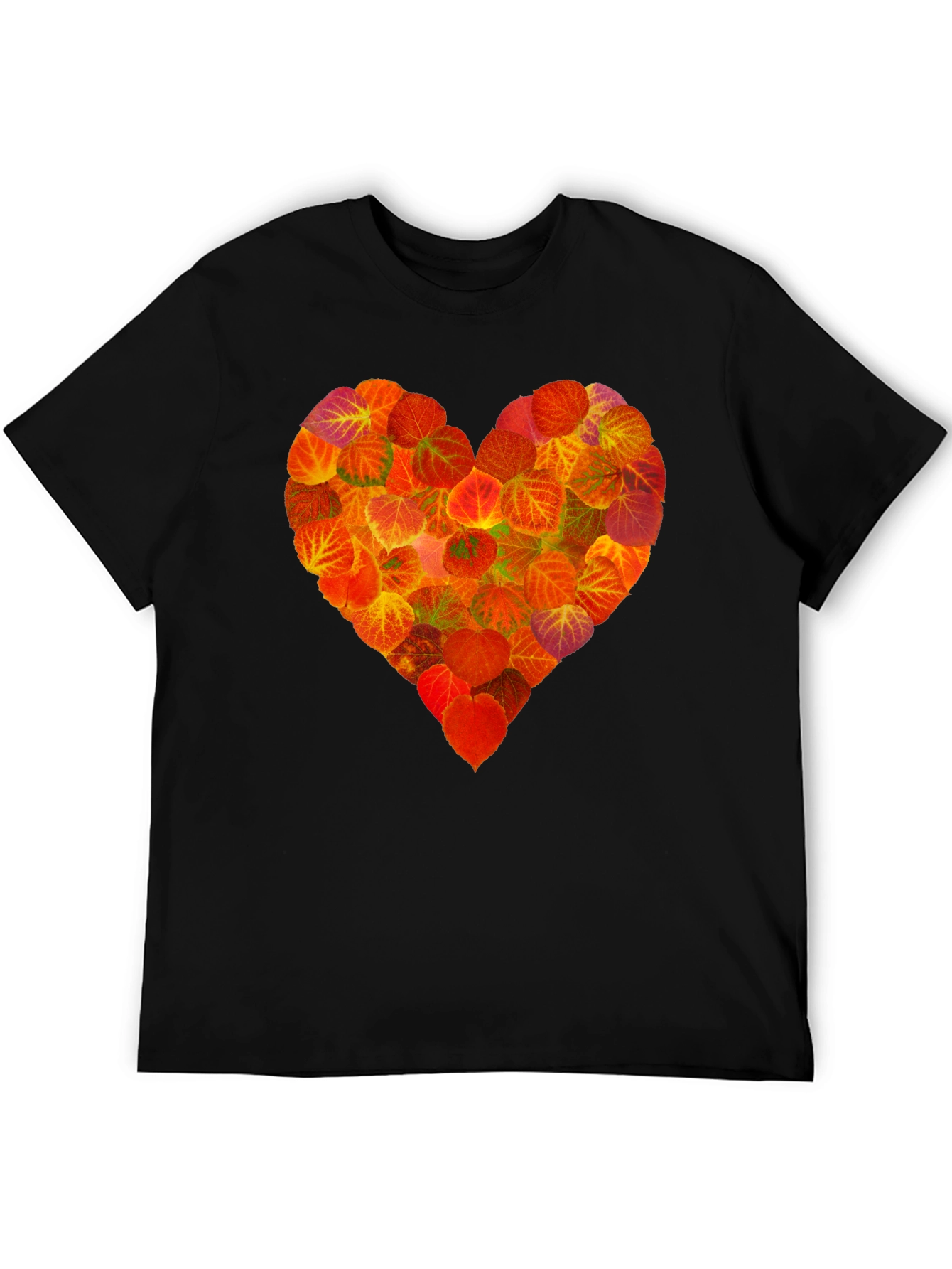 Autumn Leaves Heart Graphic T-Shirt - Nature Lover Tee