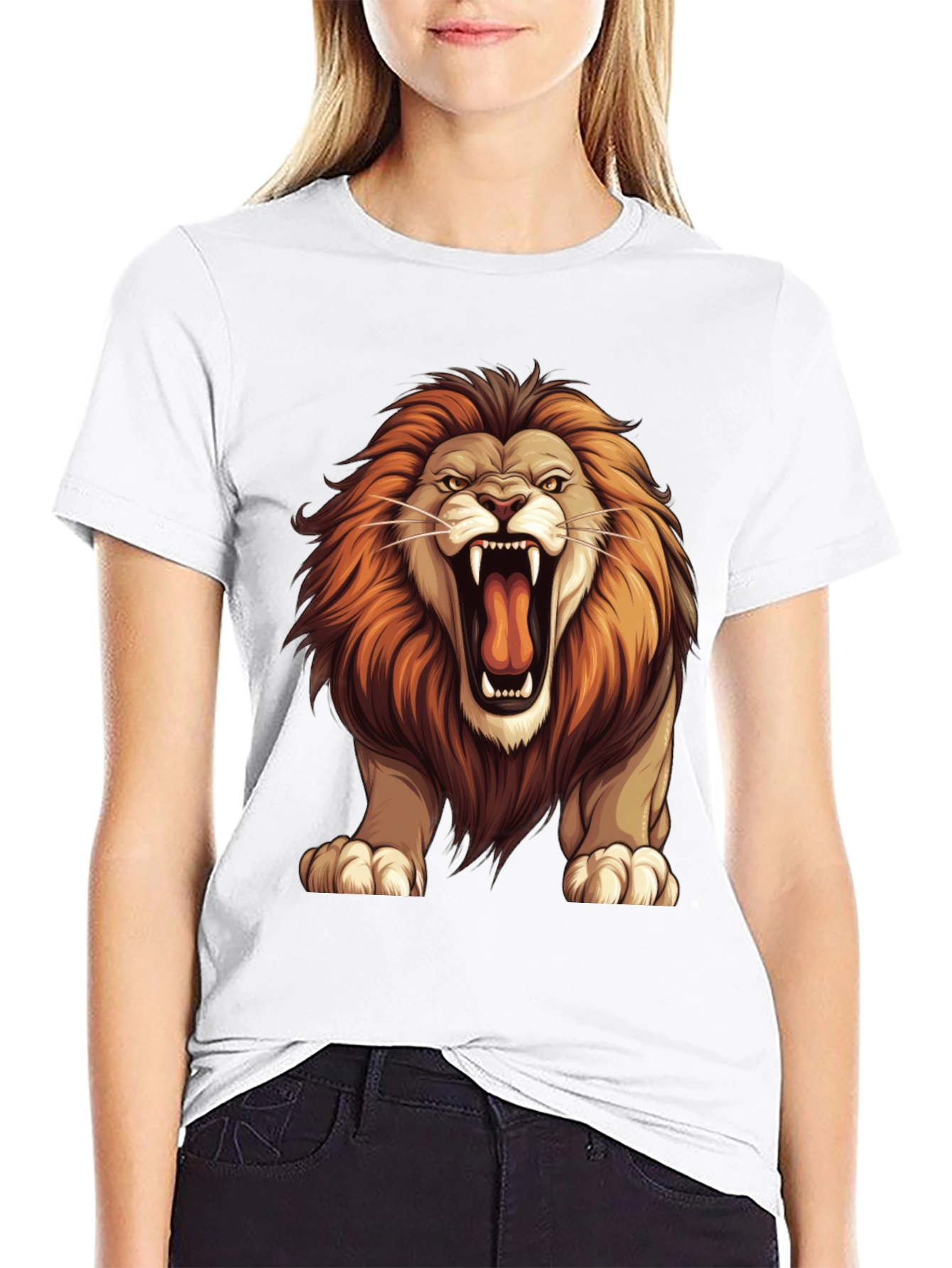 Lion Graphic Tee - Bold Animal Print T-Shirt