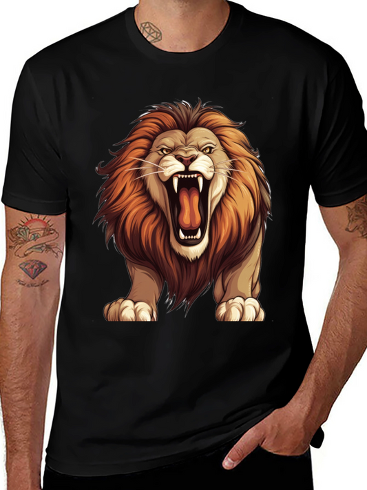 Lion Graphic Tee - Bold Animal Print T-Shirt