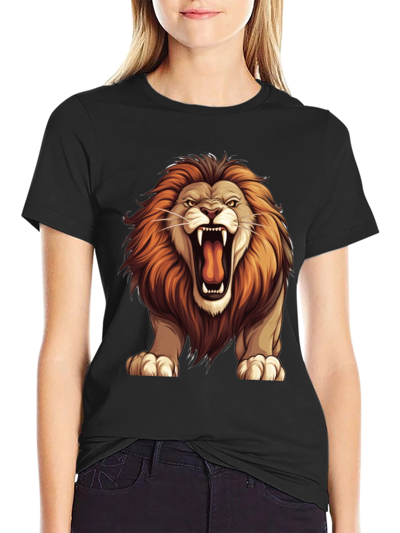 Lion Graphic Tee - Bold Animal Print T-Shirt