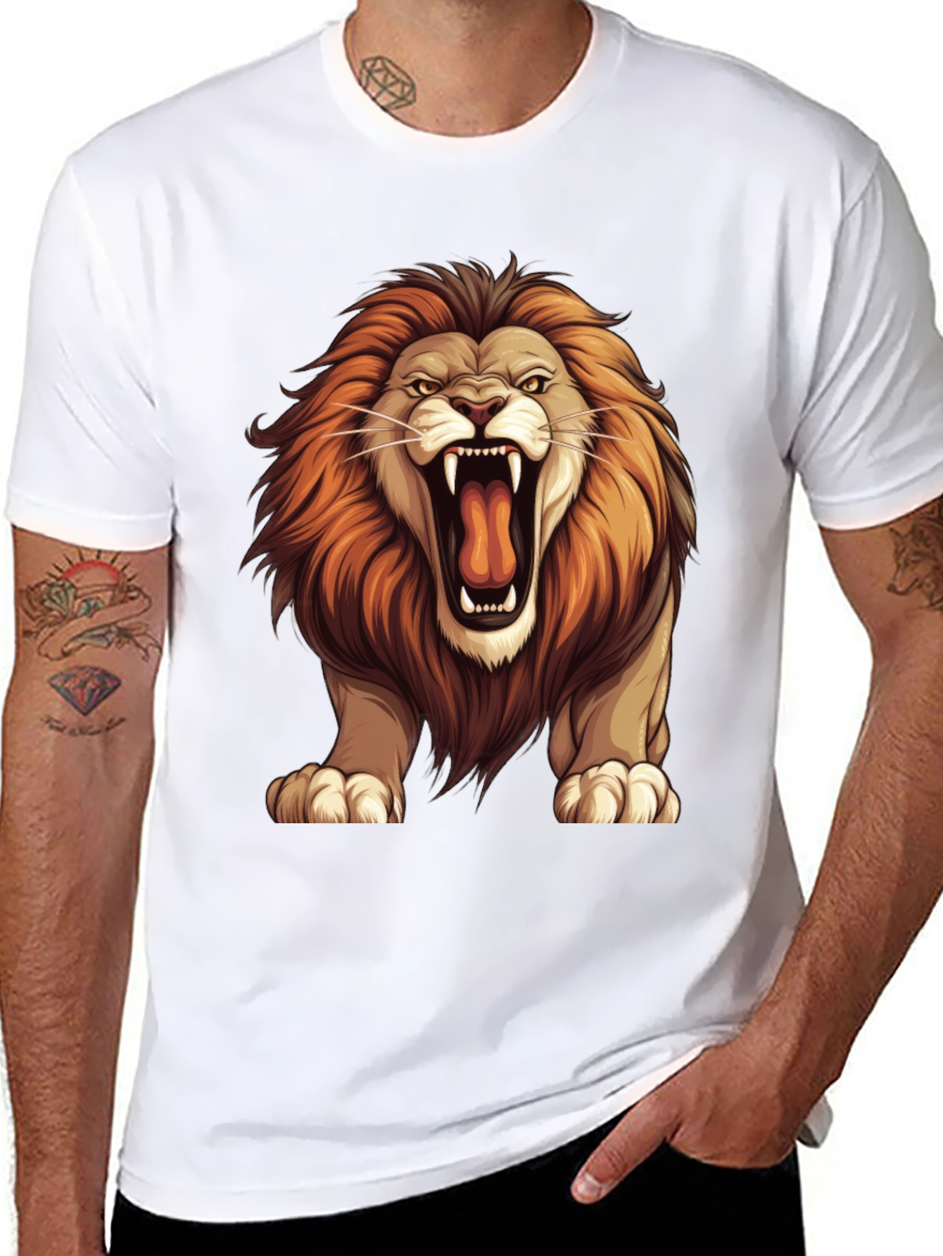 Lion Graphic Tee - Bold Animal Print T-Shirt