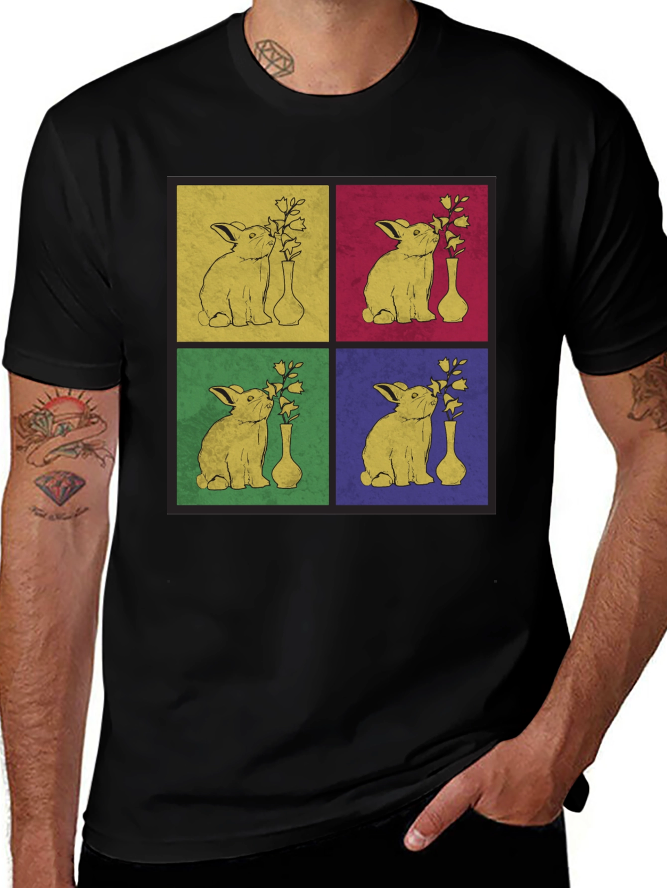 Retro Rabbit Pop Art Graphic T-Shirt