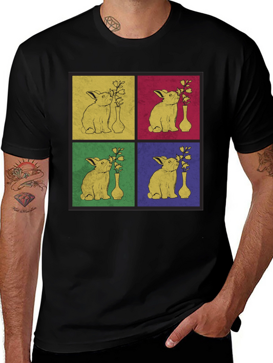 Retro Rabbit Pop Art Graphic T-Shirt