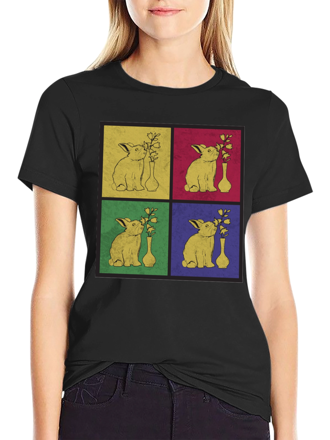 Retro Rabbit Pop Art Graphic T-Shirt
